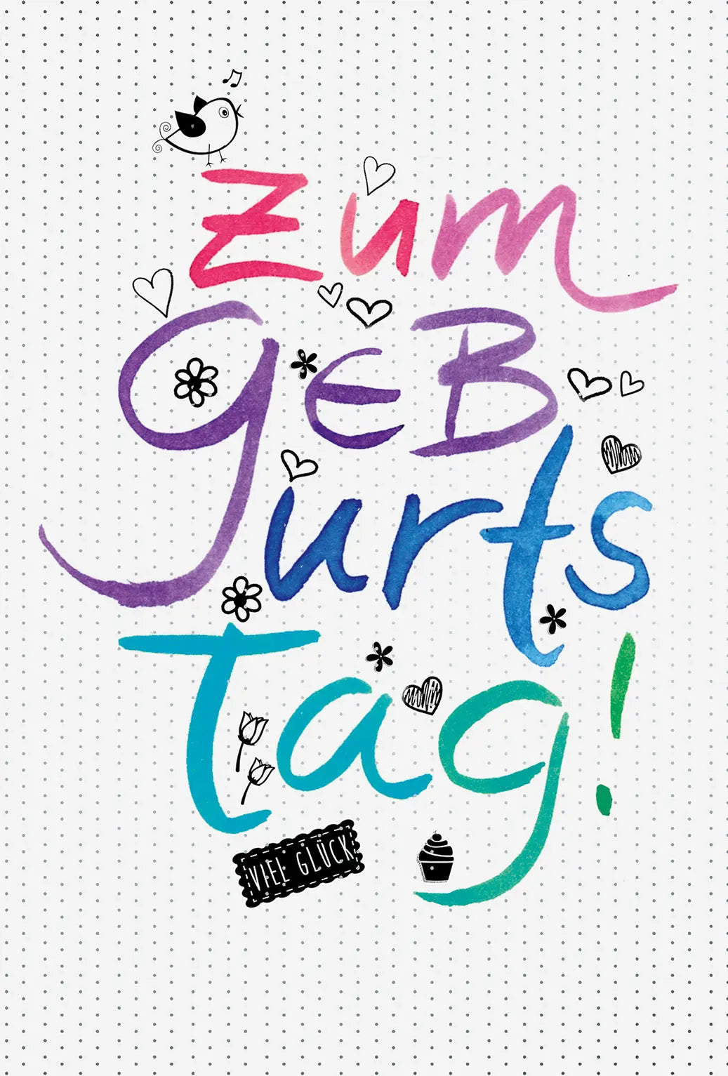 ABC Geburtstagskarte Handlettering 0163977 weiss B6 Idealshop