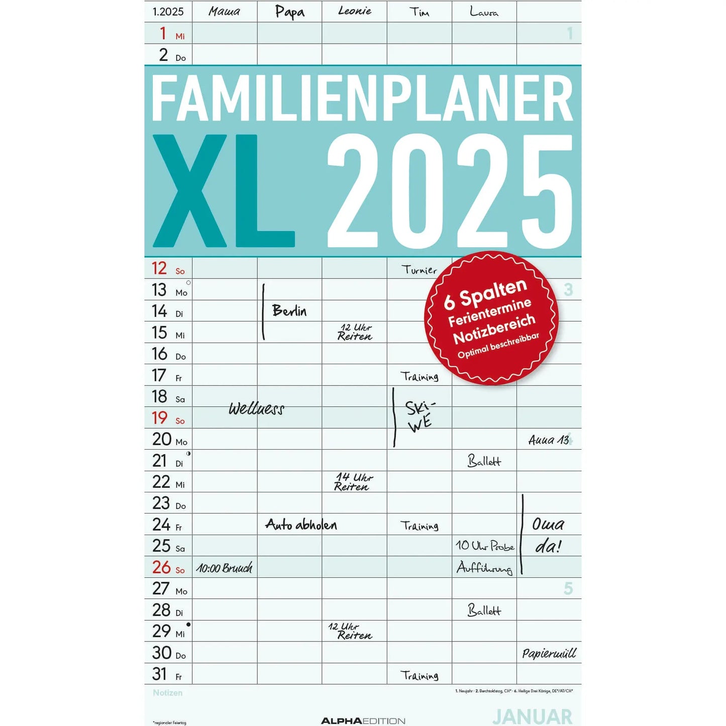 ALPHA EDI Familienplaner XL 2025 Idealshop