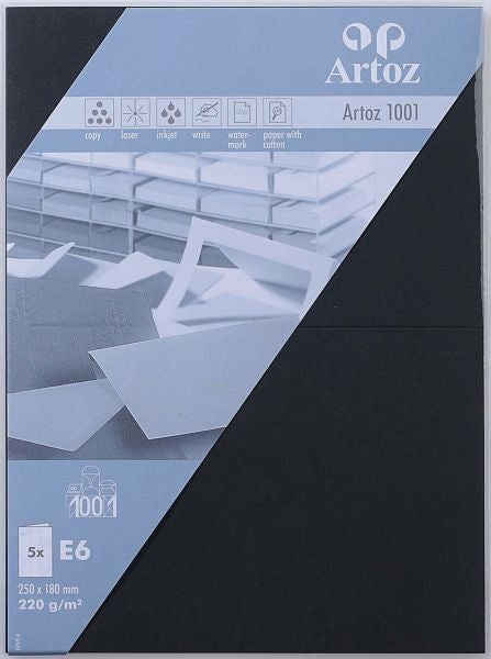 ARTOZ Karten 1001 E6 107372262 220g, schwarz 5 Blatt Idealshop