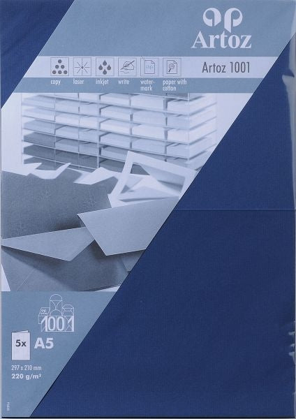 ARTOZ Karten 1001 A5 107392264 220g, classic blau 5 Blatt Idealshop