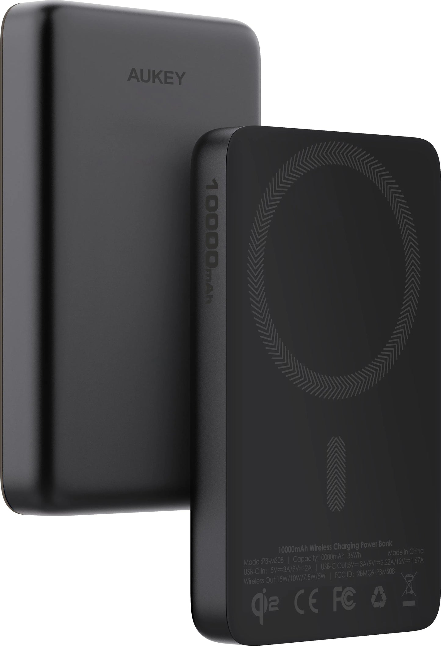 AUKEY MagFusion Slim 10000mAh PB-MS08 BG Powerbank Qi2 Wireless,Black Idealshop
