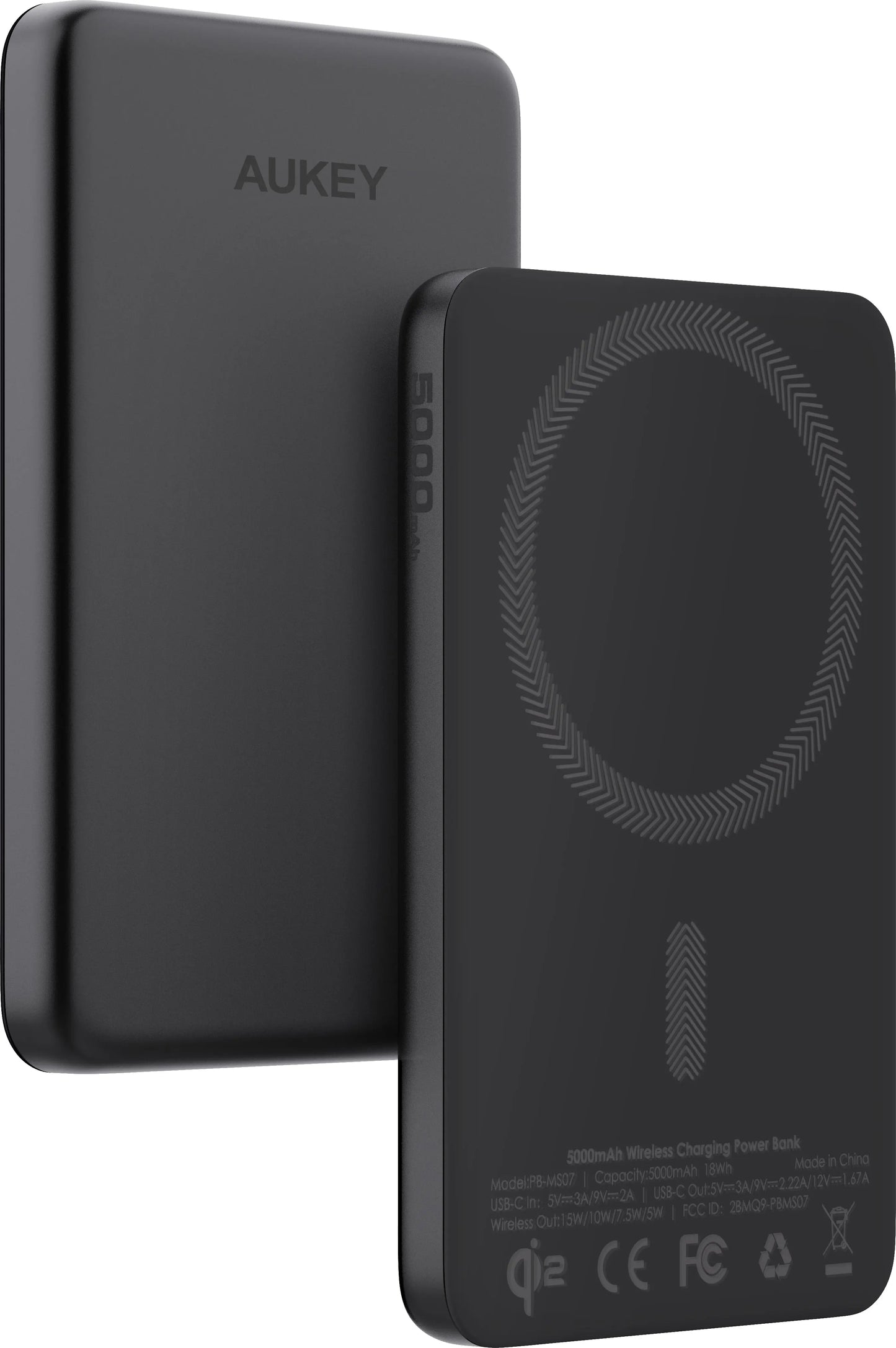 AUKEY MagFusion Slim 5000mAh PB-MS07A BG Powerbank Qi2 Wireless,Black Idealshop