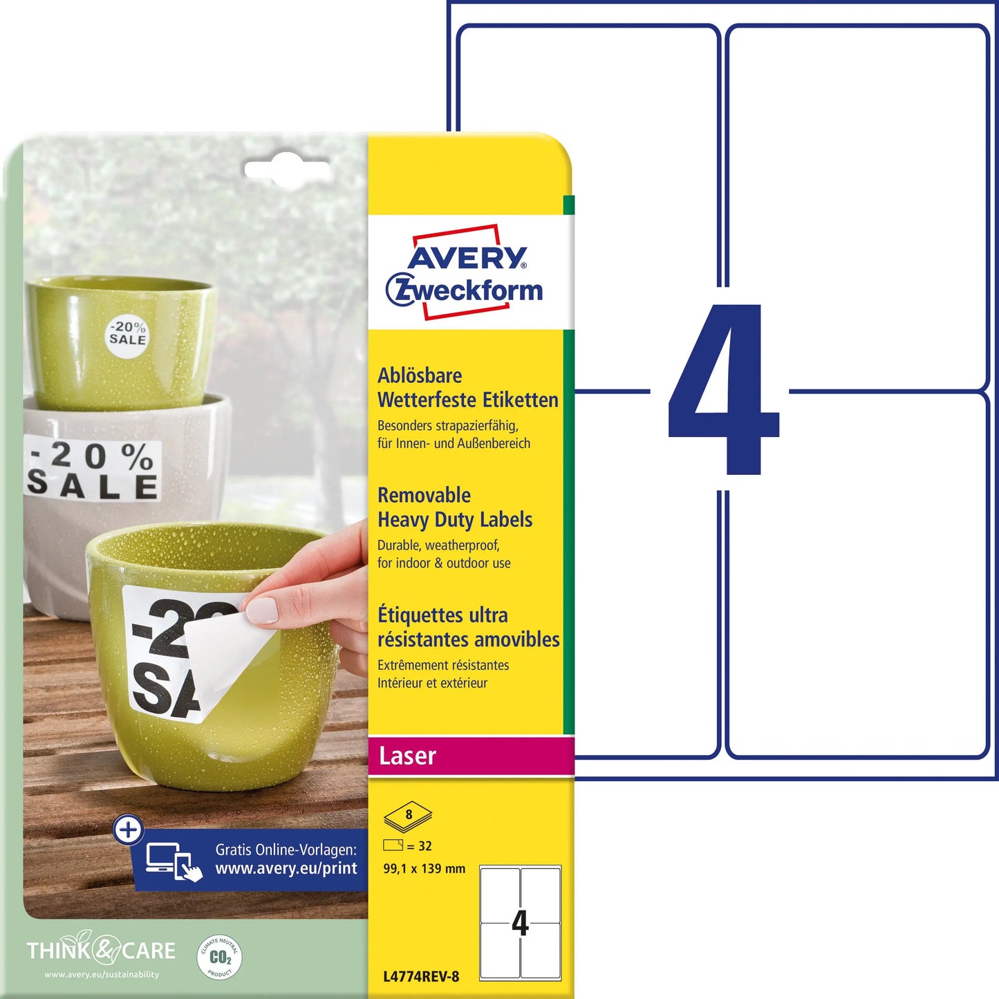 AVERY ZW. Etiketten Laser     99,1x139mm Idealshop