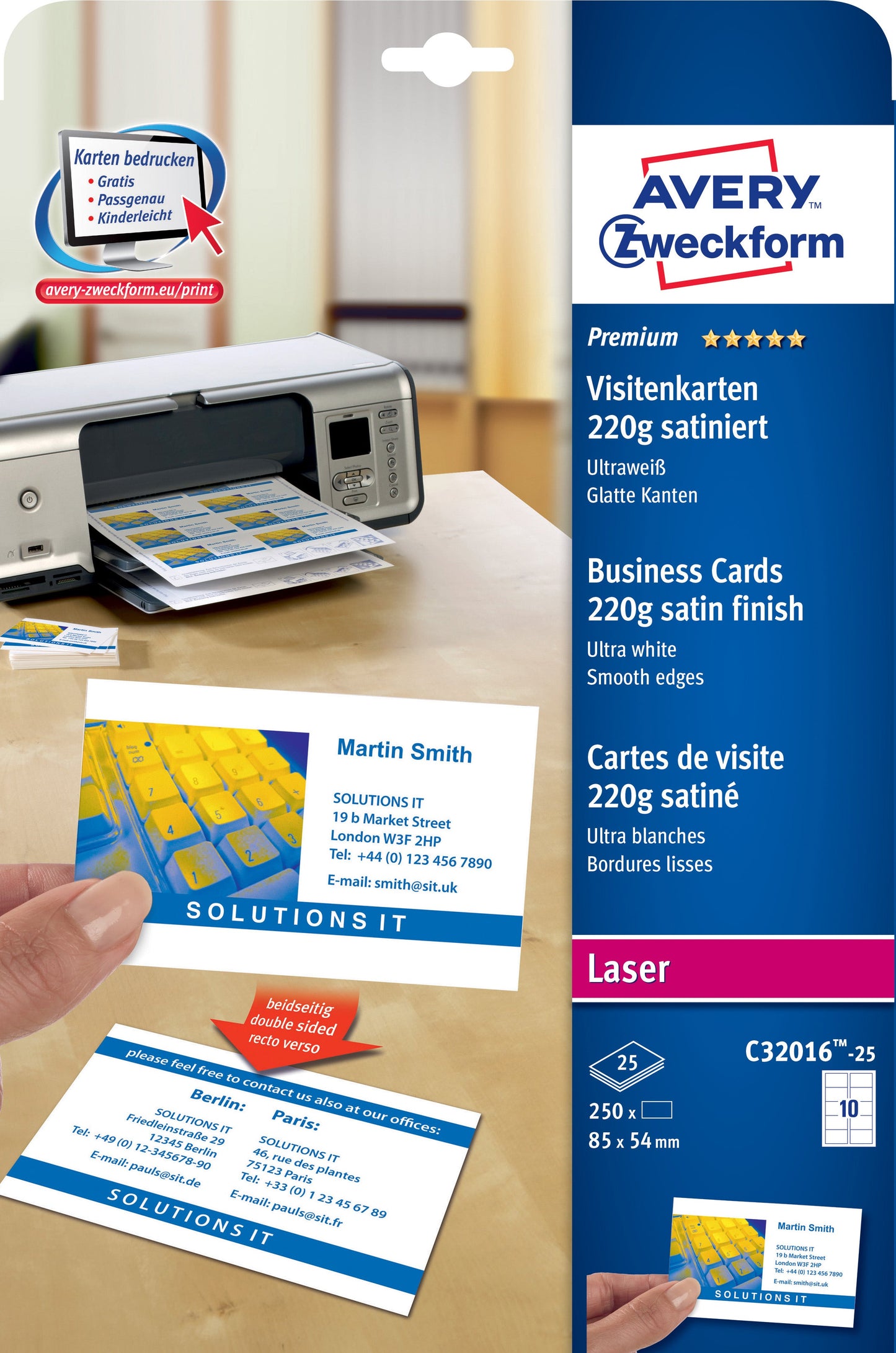 AVERY ZW. Visitenkarten doppels. 85x54mm Idealshop