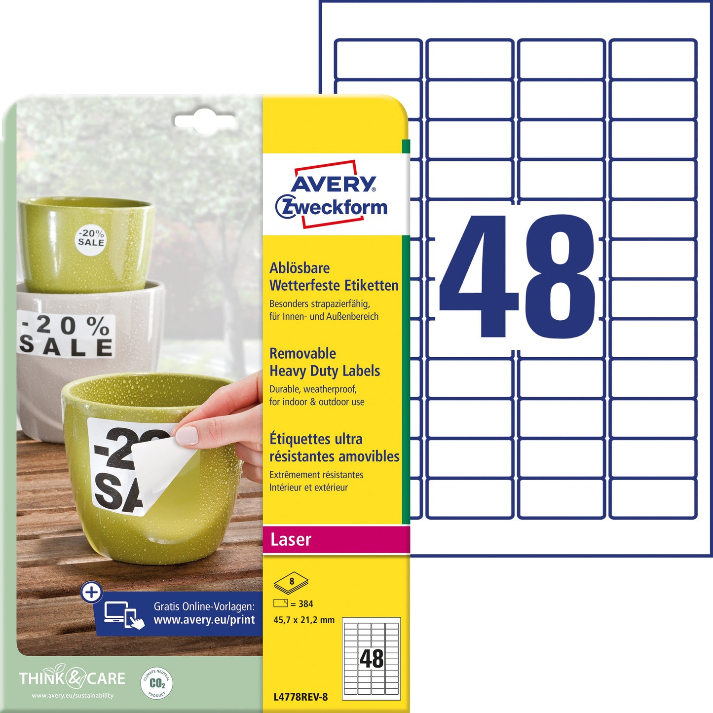 AVERY ZW. Etiketten Laser 45,7x21,2mm Idealshop