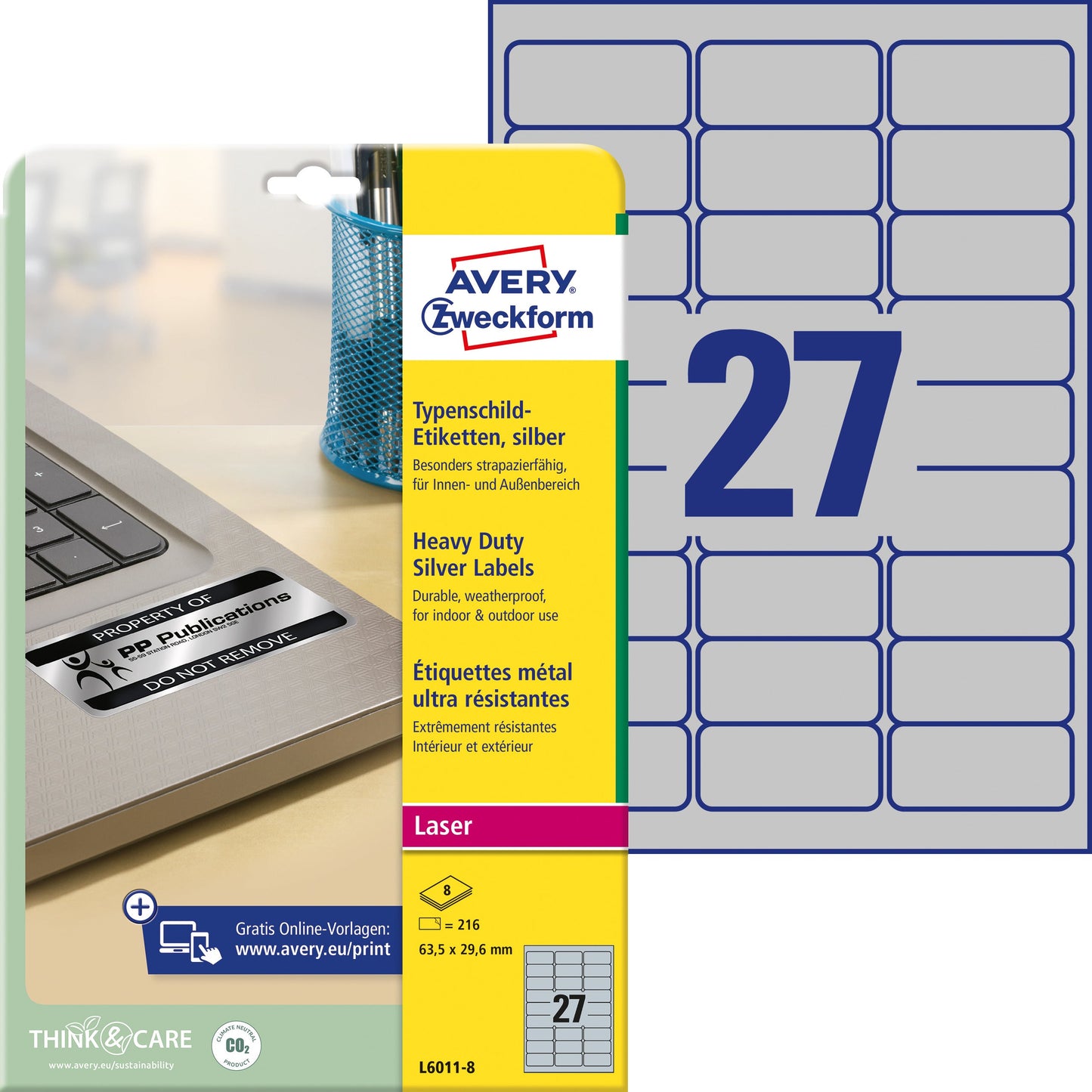 AVERY ZW. Typenschild-Etik. 63,5x29,6mm Idealshop
