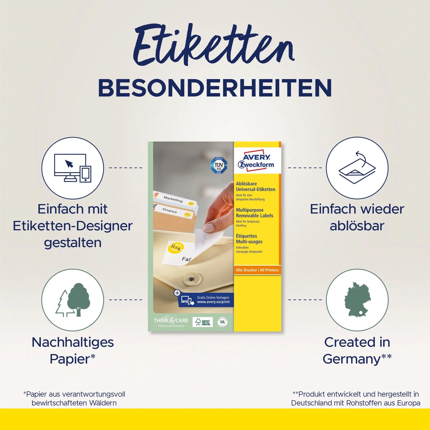 AVERY ZWECKFORM Universaletiketten 45,7x21,2mm L4736REV-100 weiss,non-perm. 4800S./100B. Idealshop