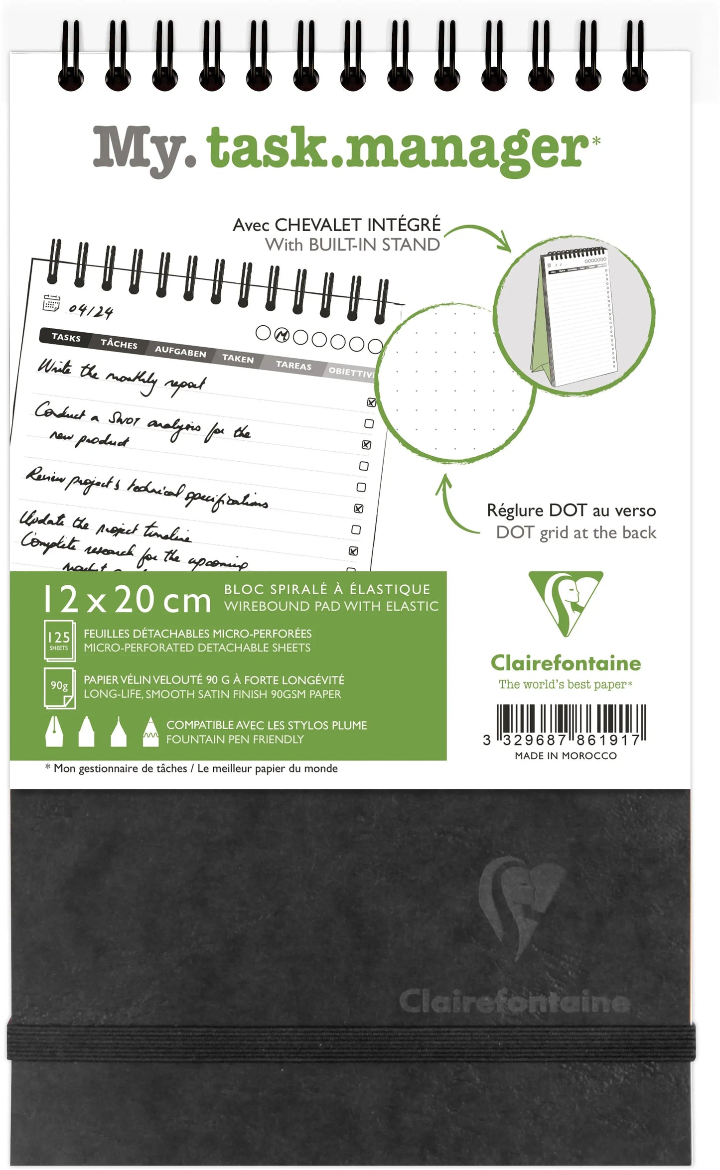 BIELLA Agenda AgeBag undatiert 786191C Task M 125 Blatt sw 12x20cm Idealshop