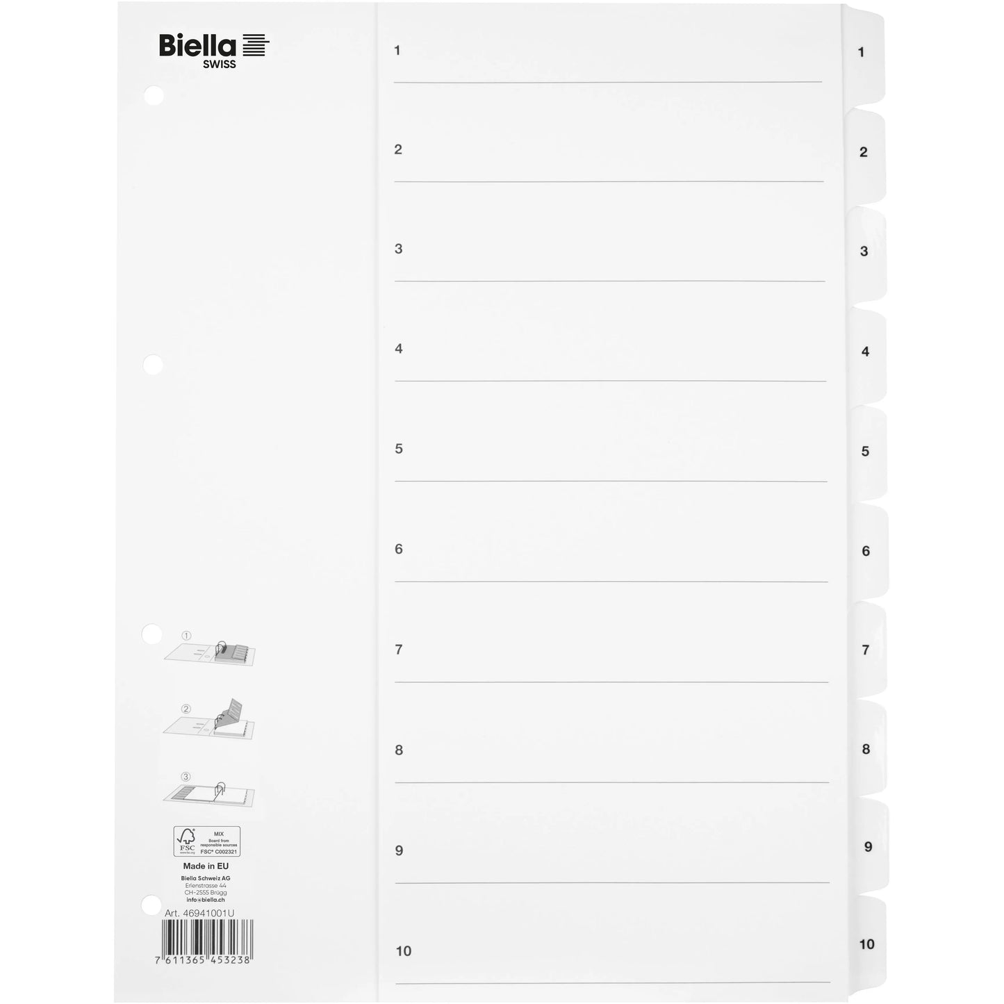 BIELLA Kartonregister SmartIndex A4 46941001U weiss 1-10 Idealshop