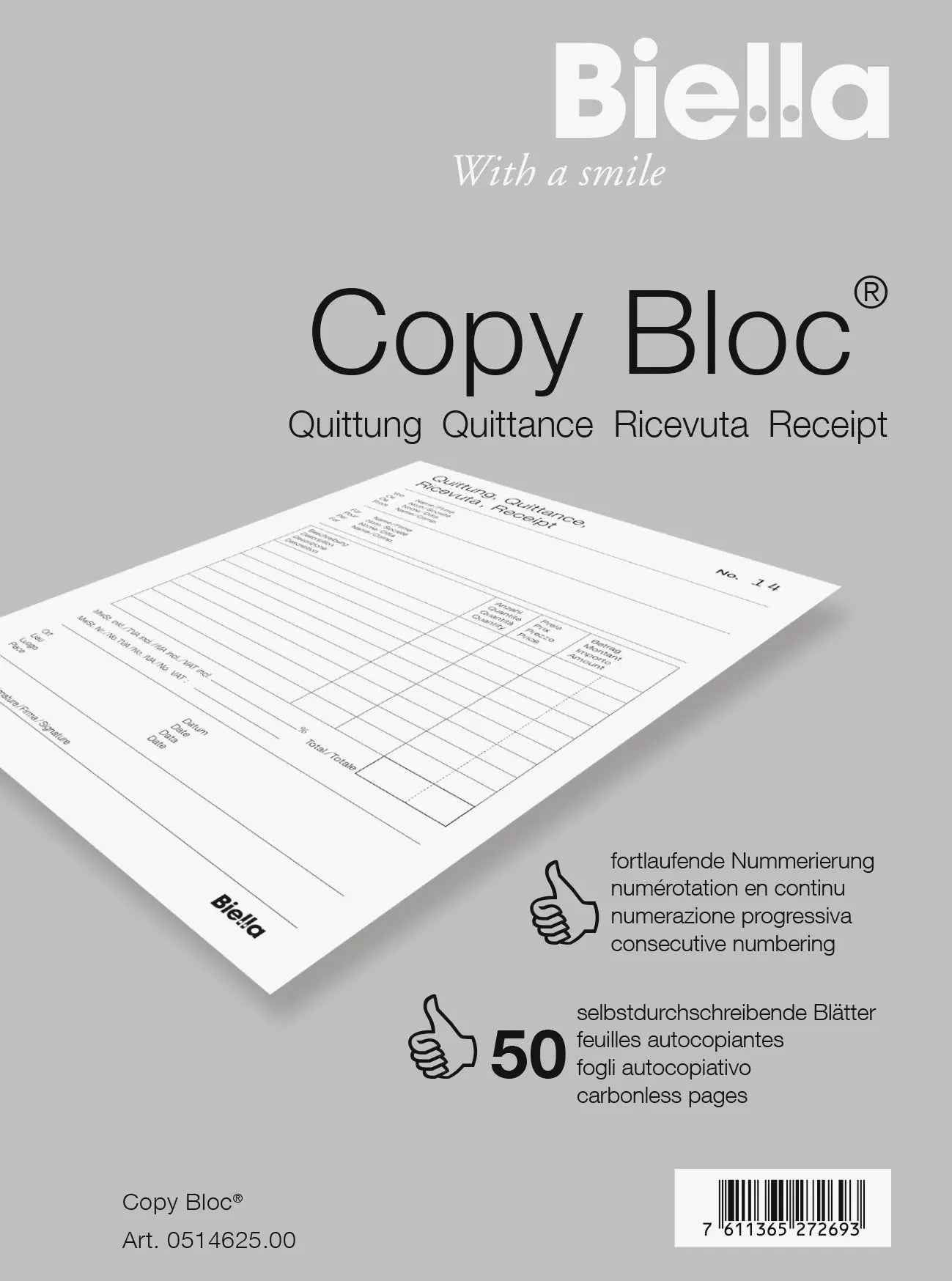 BIELLA Quittung COPY-BLOC D/F/I/E A6 Idealshop