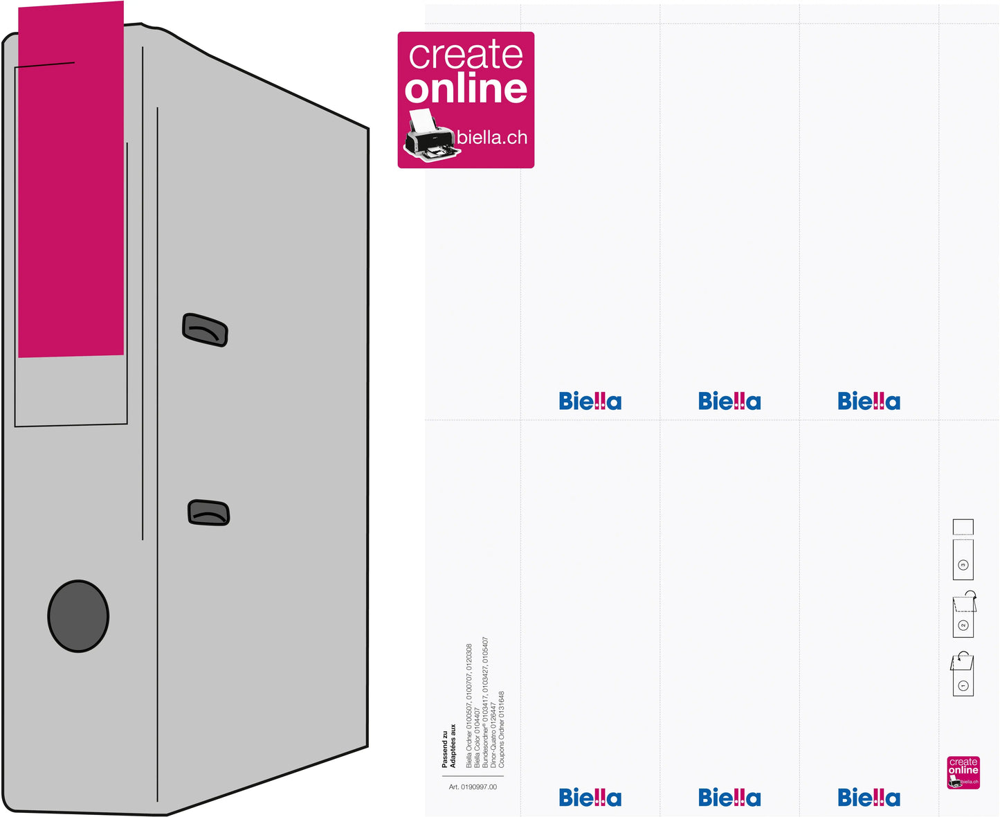 BIELLA Rückenschild Ordner 51x145mm 19099700U für 7cm Rücken 60 Stück Idealshop