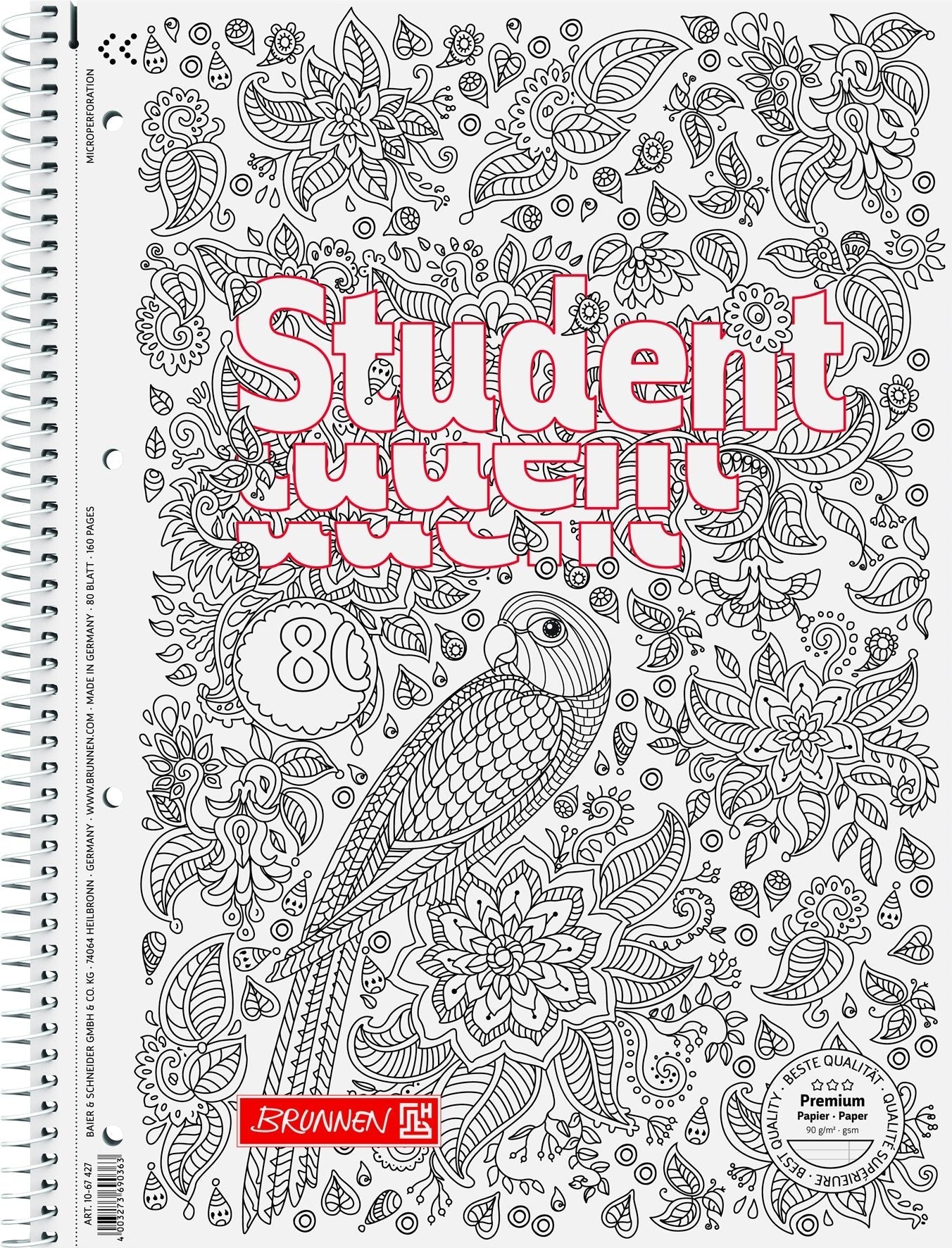 BRUNNEN Collegeblock Student A4 1067427 liniert mit Rand 80 Blatt Idealshop