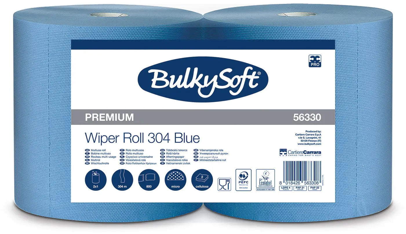 BULKYSOFT Putztuchrolle 3-lagig 26x38cm 26262 blau 2 Rollen Idealshop