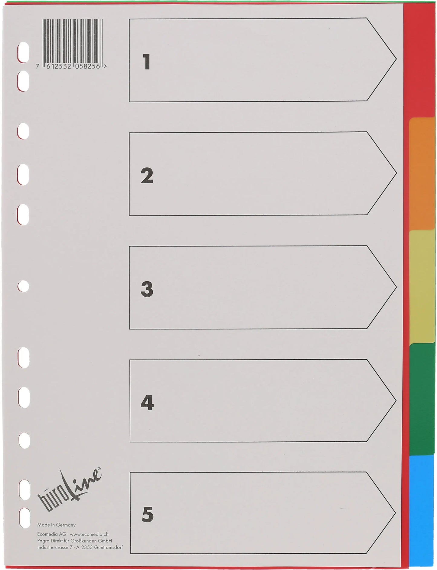 BÜROLINE Register PP A4 40980 multicolor 5-teilig Idealshop