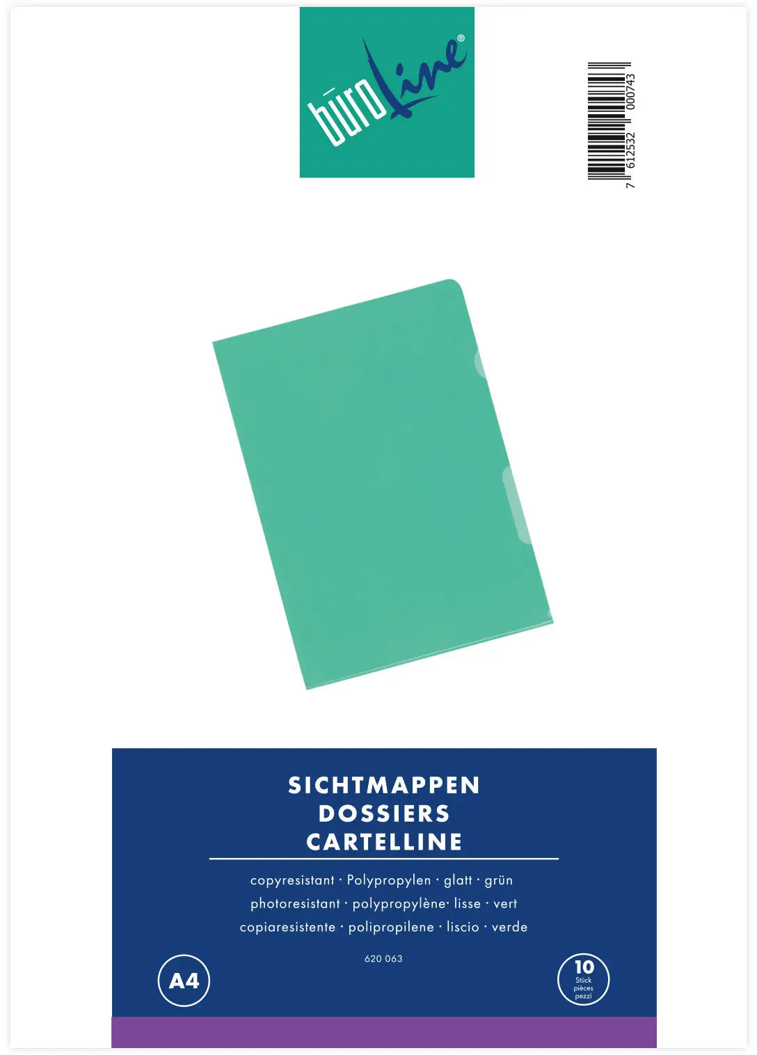 BÜROLINE Sichtmappen A4 620063 grün 10 Stück Idealshop