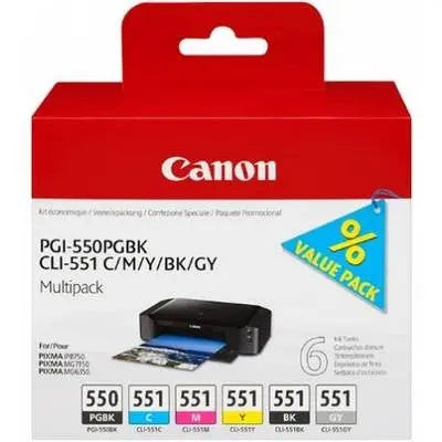 CANON Multipack Tinte PGBK/CMY/BK/GY PGCL550/1 PIXMA MG6350 15/7ml Idealshop