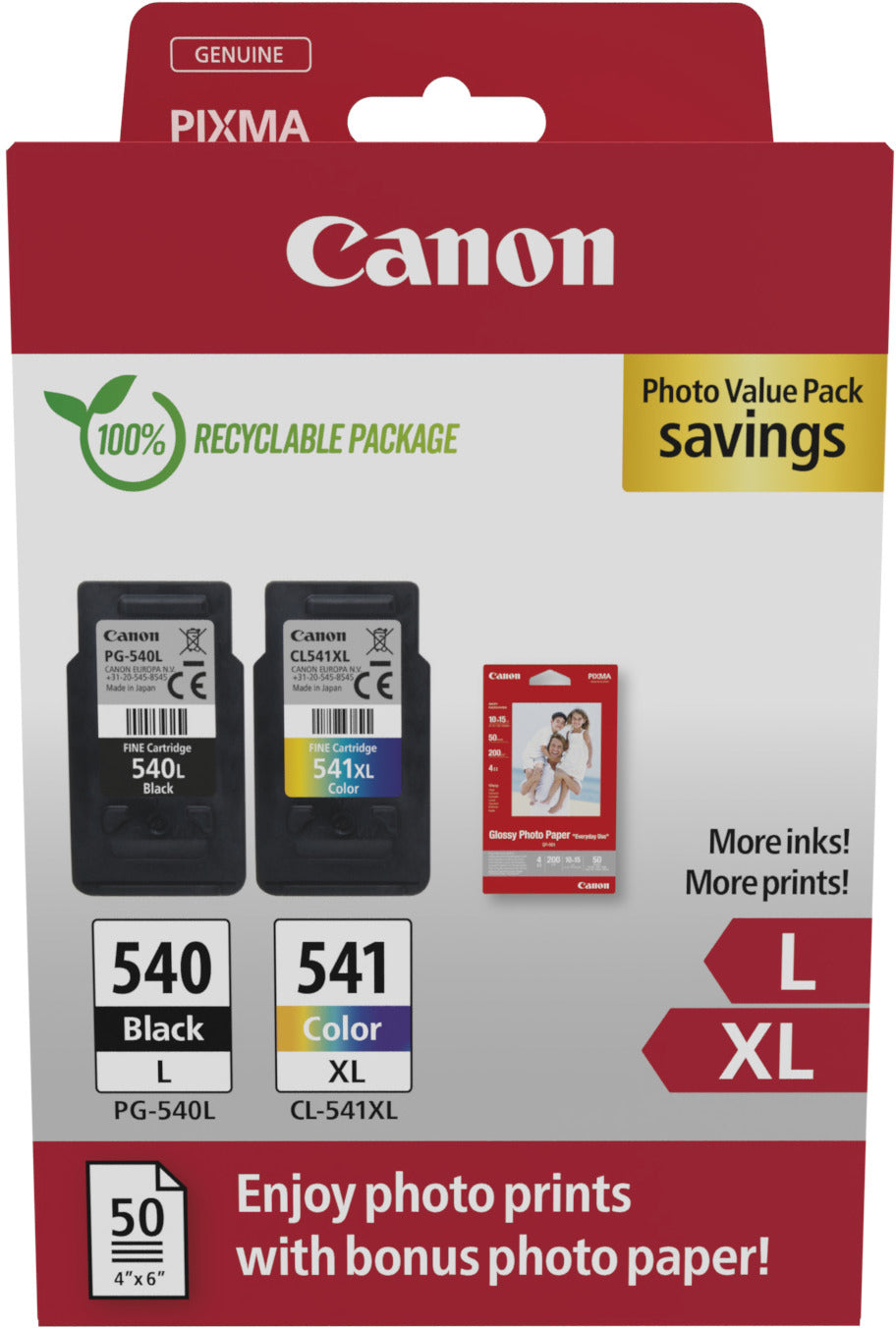 CANON Photo Value Pack L/XL CMYBK PGCL540/1 PIXMA MG2150 GP-501 50Bl. Idealshop