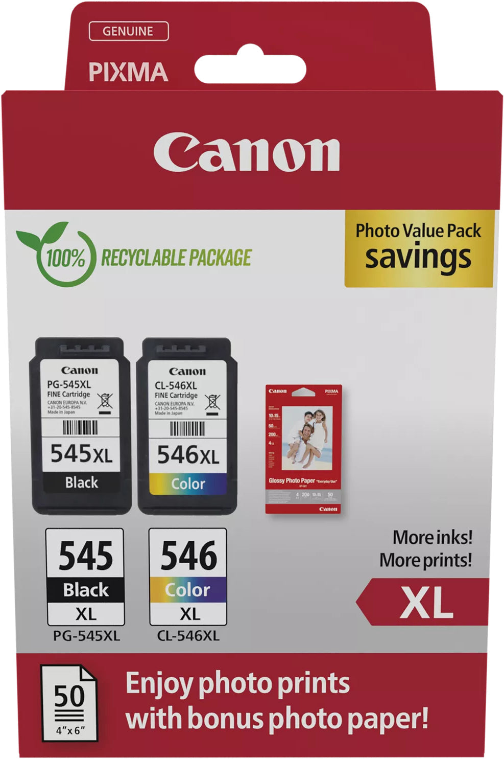 CANON Photo ValuePack XL schw./color PGCL545/6 PIXMA iP2850 GP-501 50Bl. Idealshop