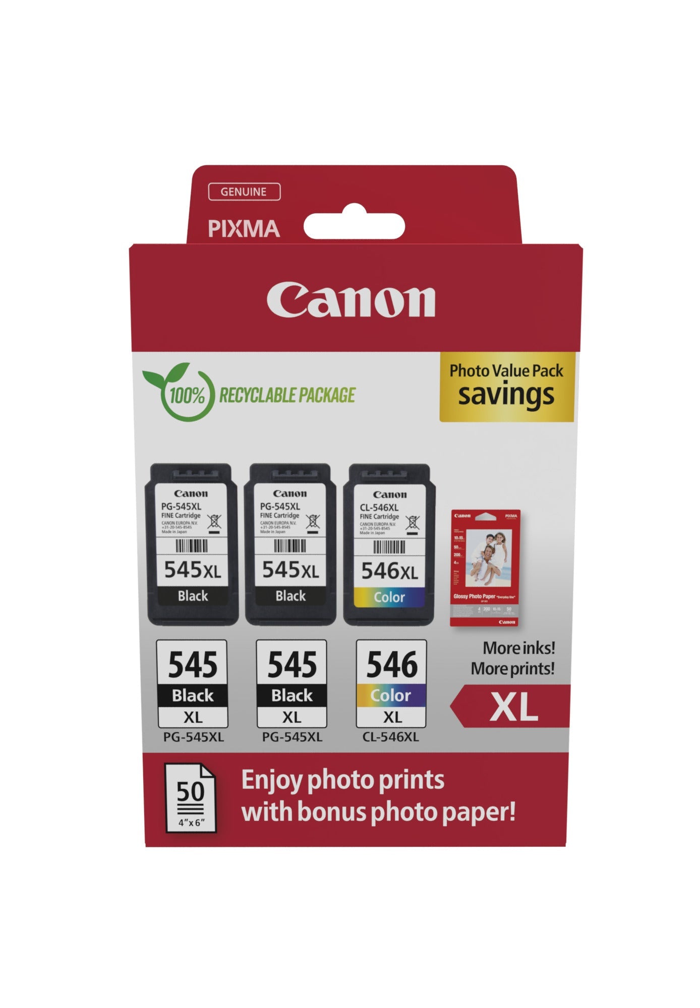 CANON Photo ValuePack XL schw/color PGCL545/6 Pixma iP2850 2xBKXL & 1xCMYXL Idealshop