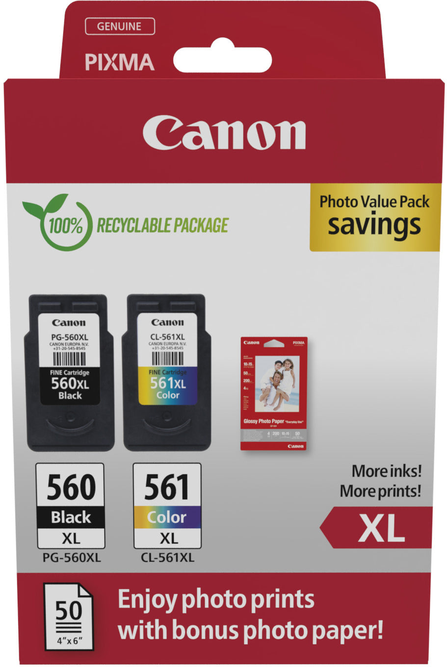 CANON Photo Value Pack XL CMYBK PGCL560/1 PIXMA TS5350 GP-501 50Bl. Idealshop