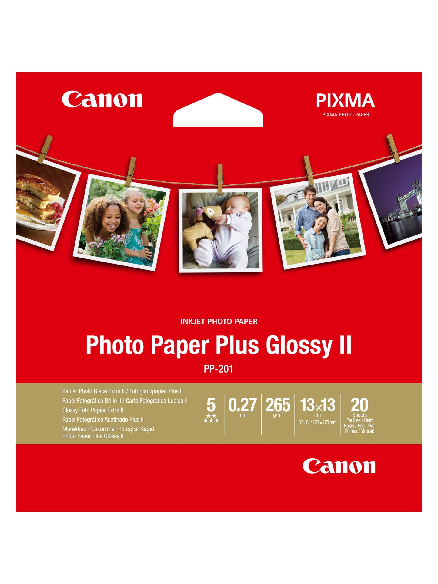 CANON Photo Paper Plus 265g 13x13cm PP2015x5 InkJet glossy II 20 Blatt Idealshop