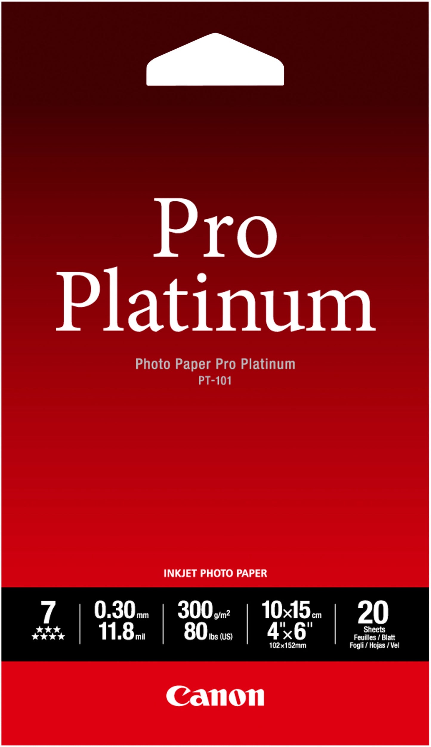 CANON Pro Platinum Photo Pap.10x15cm PT101A6 InkJet glossy 300g 20 Blatt Idealshop