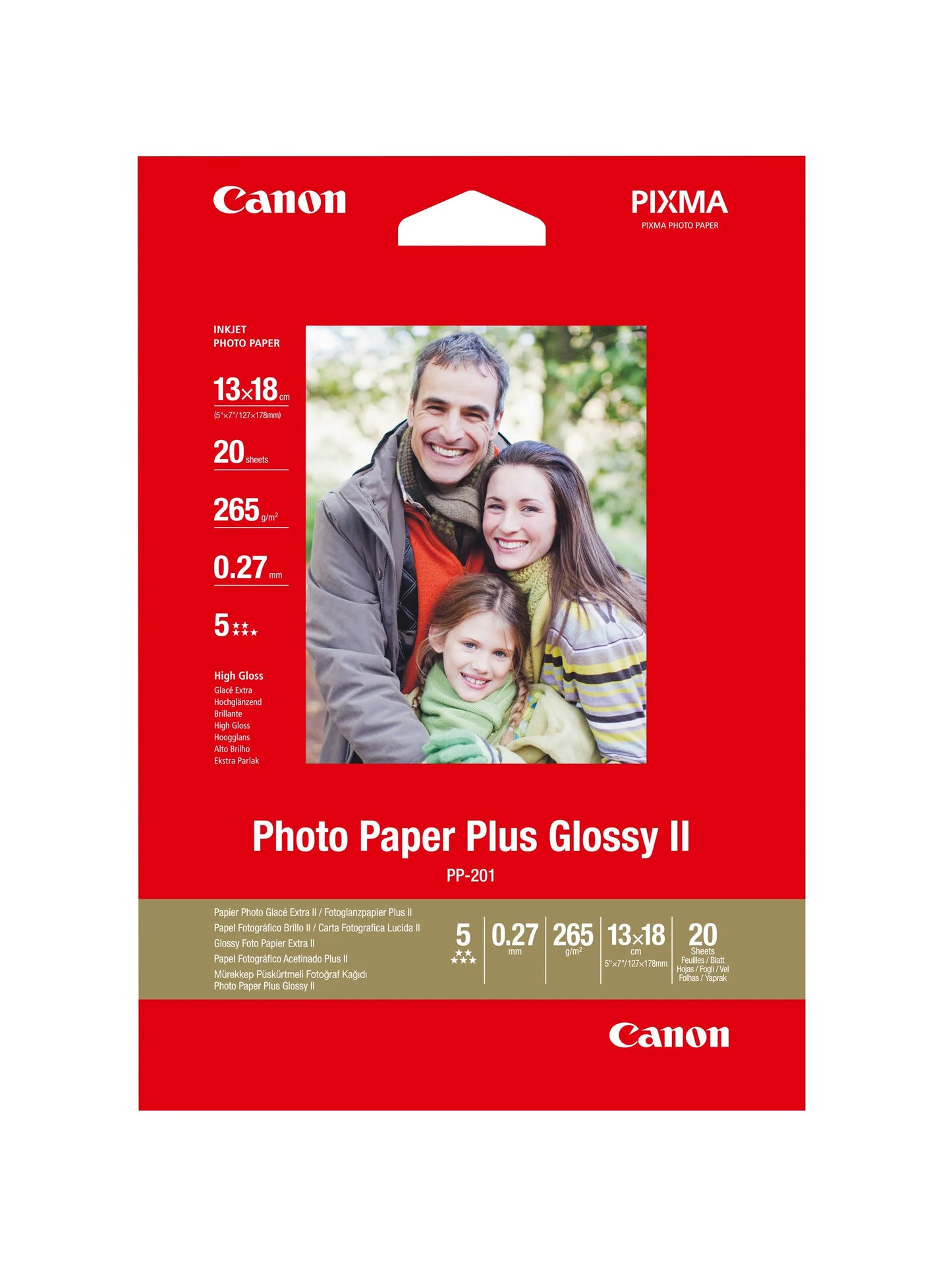 CANON Photo Paper Plus 265g 13x18cm PP2015x7 InkJet glossy II 20 Blatt Idealshop