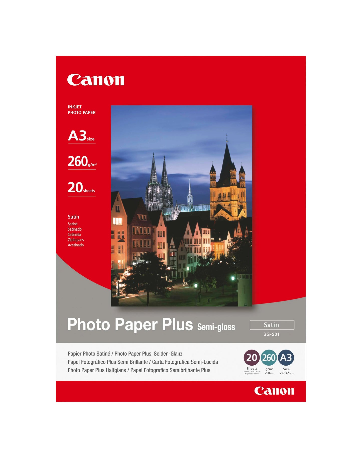 CANON Photo Paper Plus Semi-gloss A3 SG201A3 PIXMA, 260g 20 Blatt Idealshop
