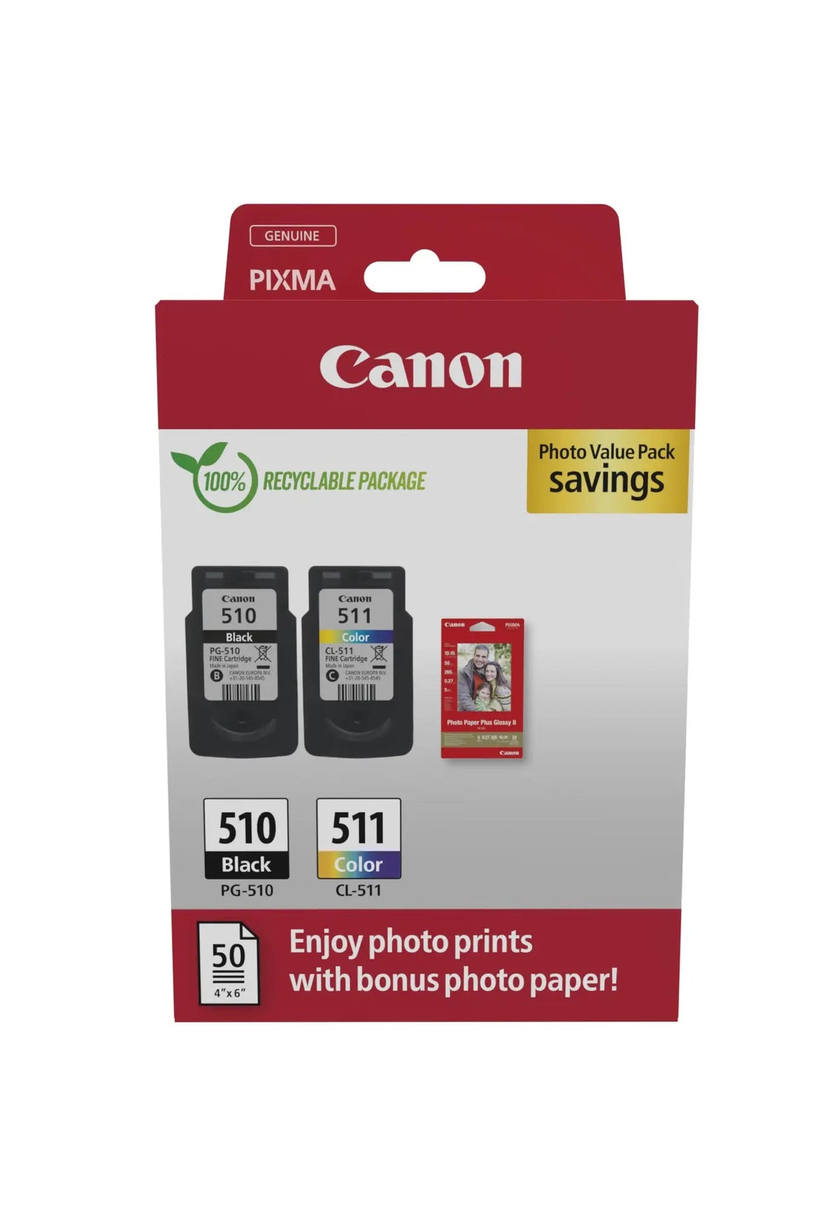 CANON Photo Value Pack BKCMY PGCL510/1 Pixma iP2700 GP-501 50Bl. Idealshop
