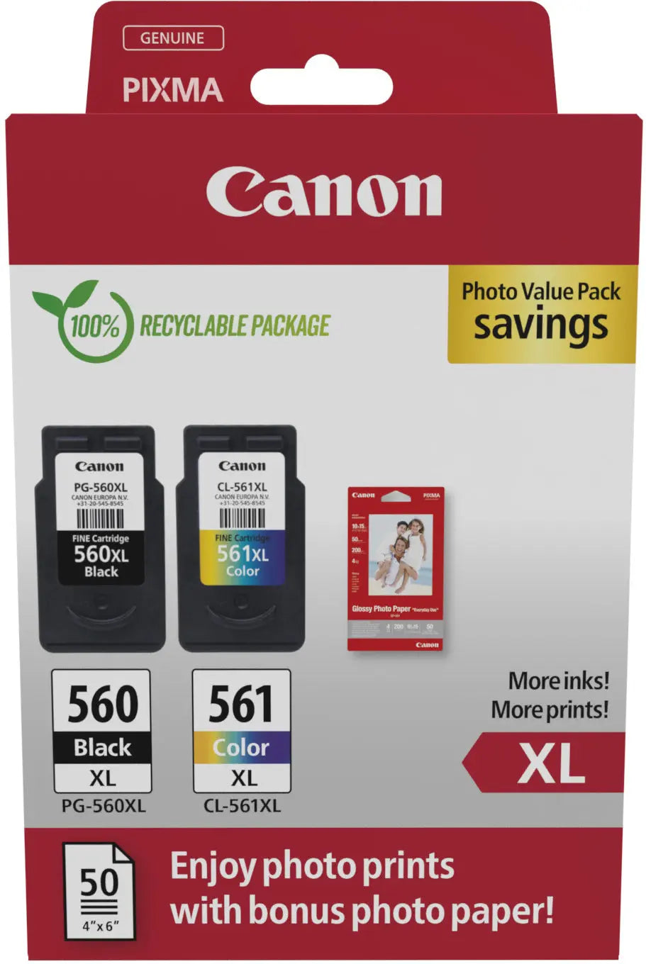 CANON Photo Value Pack XL CMYBK PGCL560/1 PIXMA TS5350 GP-501 50Bl. Idealshop
