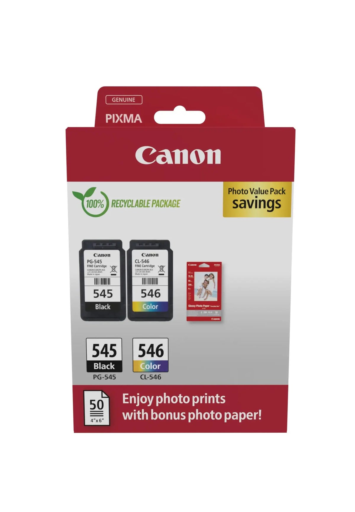 CANON Photo ValuePack schwarz/color PGCL545/6 PIXMA iP2850 8/9ml Idealshop