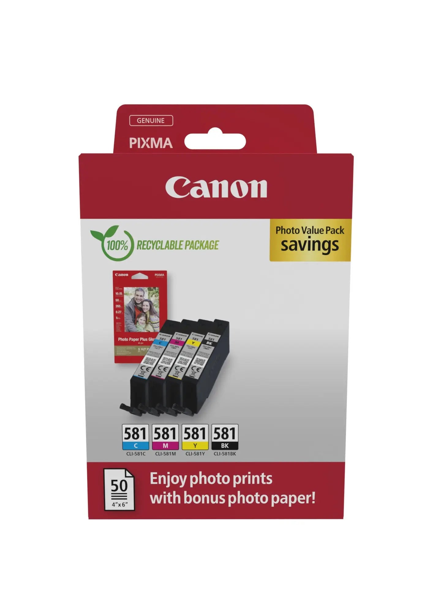 CANON Photo Valuepack BKCMY CLI-581 Pixma TR7550 4x5.6ml Idealshop