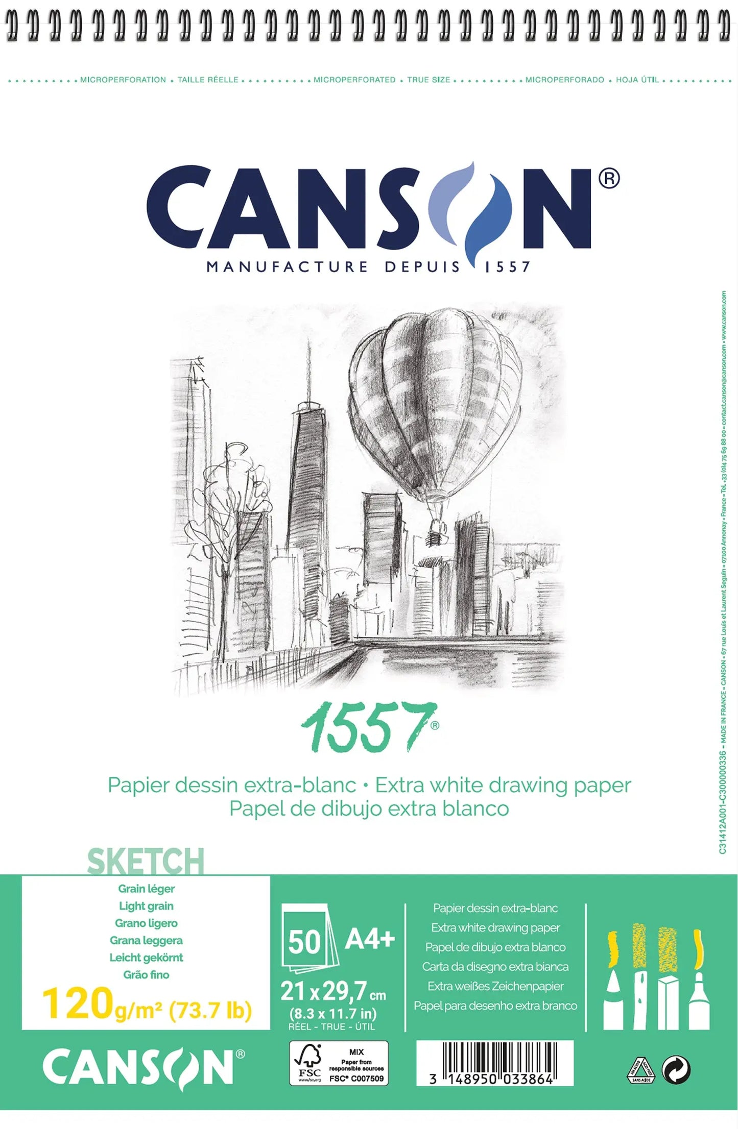 CANSON Skizzenpapier A4 31412A001 120g, weiss 50 Blatt Idealshop