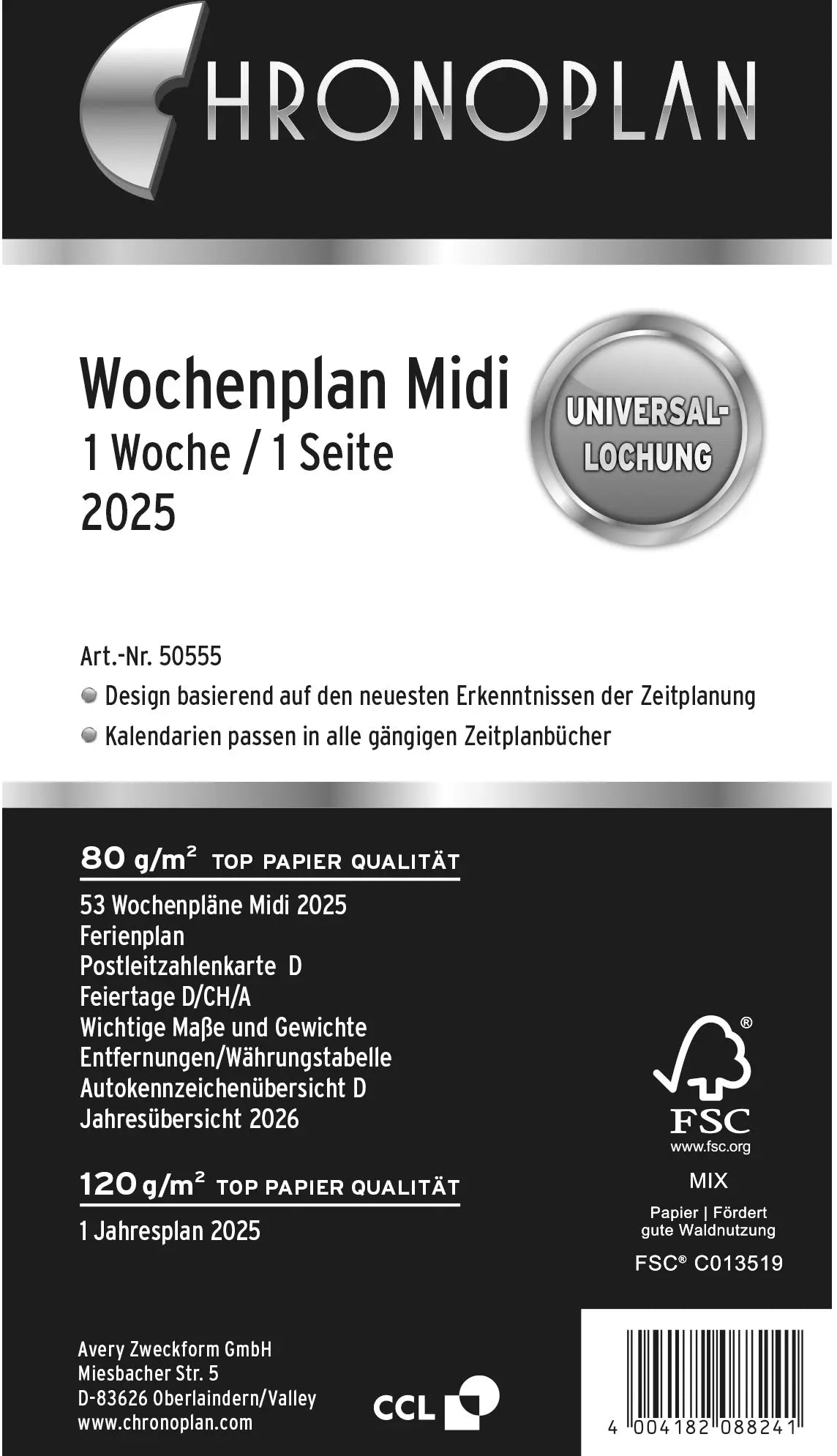 CHRONOPLA Wochenplan 2025 Idealshop