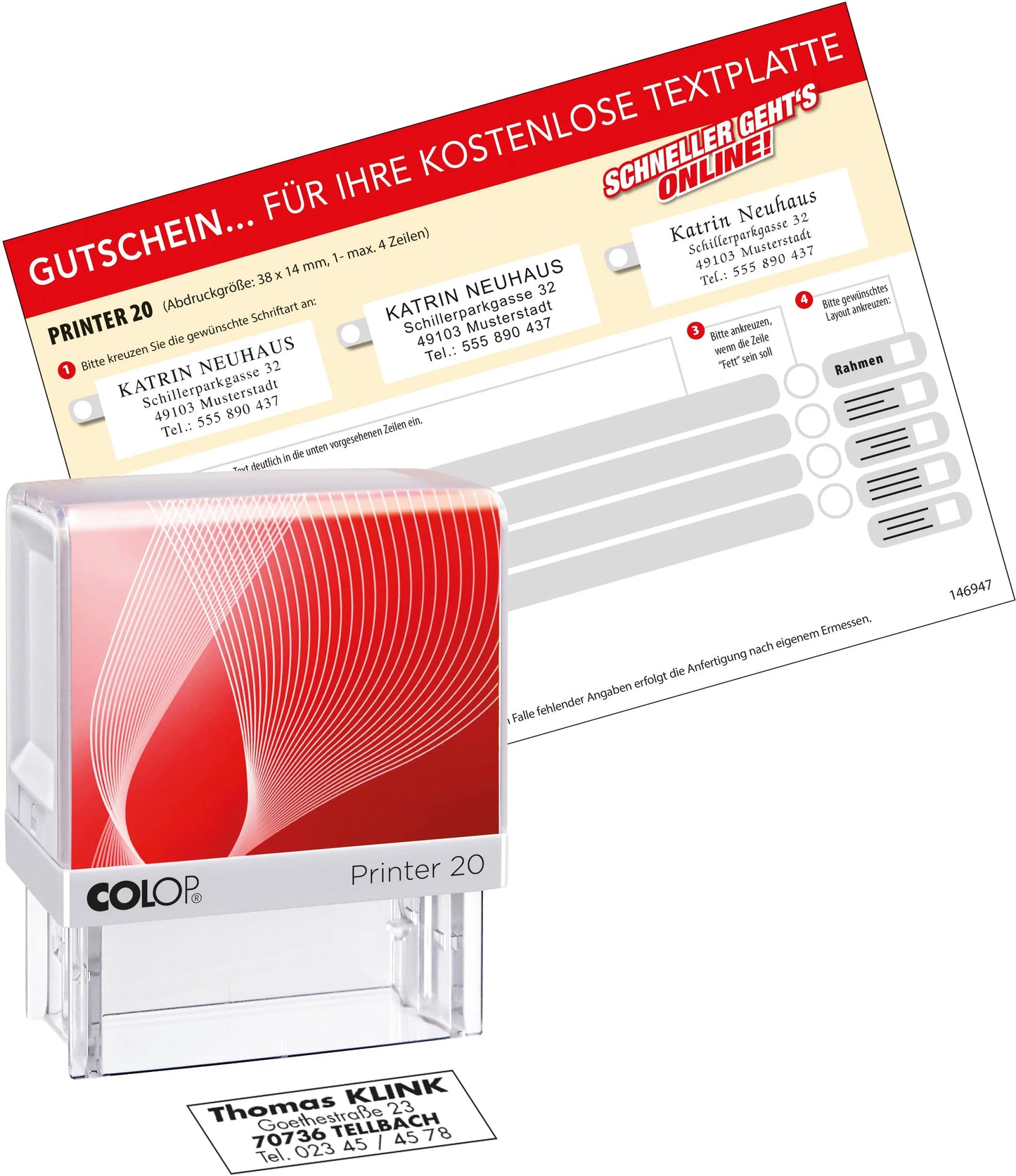 COLOP Mehrtextstempel 20 4 Zeilen 14x38mm Idealshop