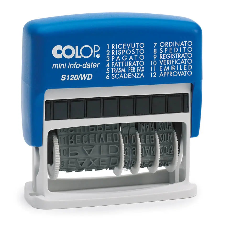 COLOP Mehrtextstempel 41x4mm S 120WD D07 12 Texte Italienisch Idealshop