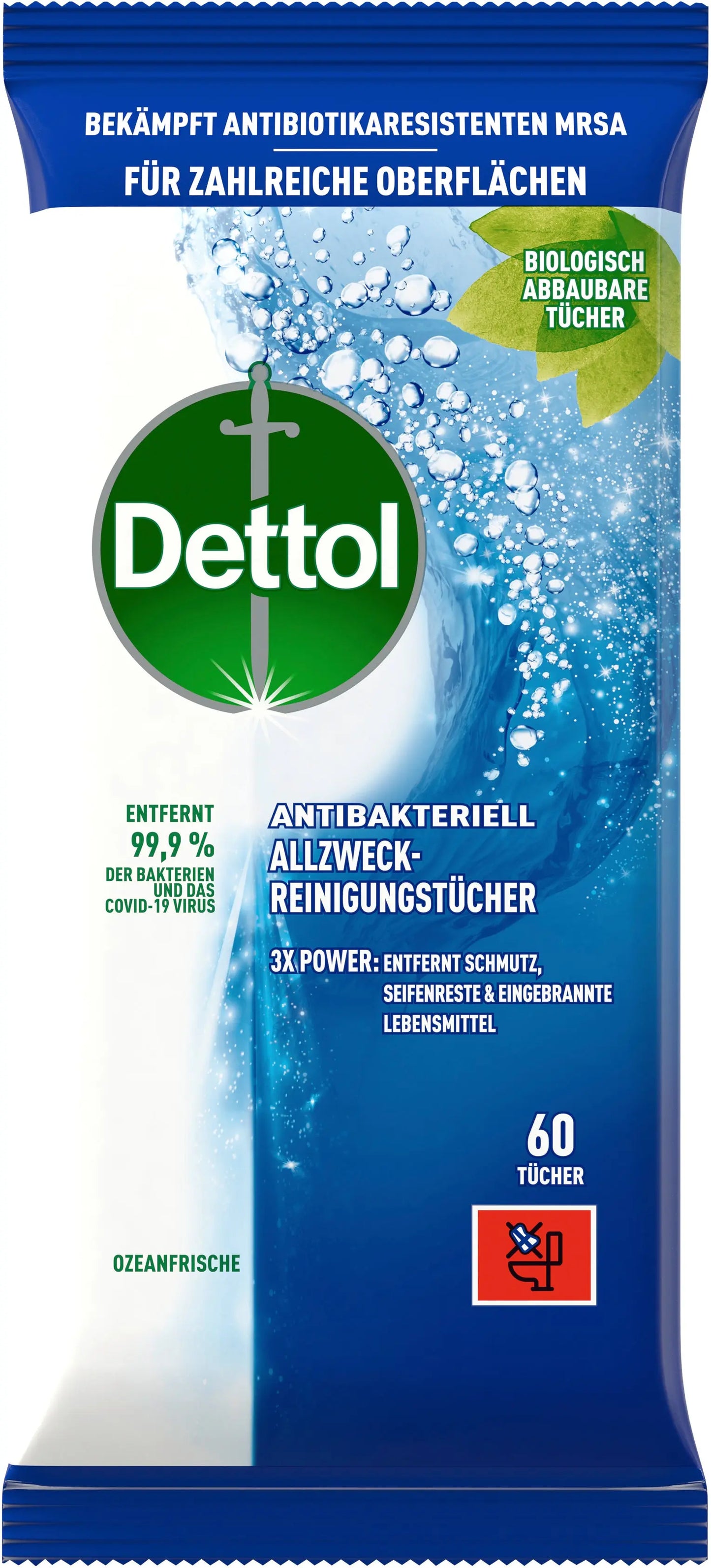DETTOL Allzweck-Reinigungstücher 3251349 Ozeanfrische 66 Stück Idealshop