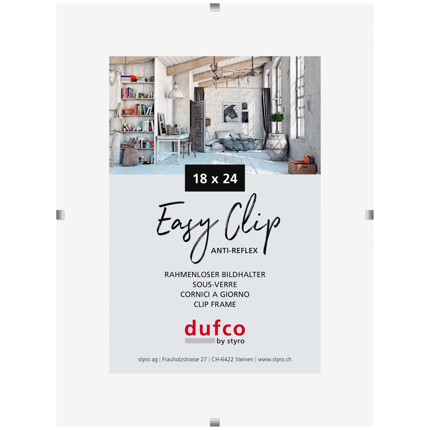 DUFCO Cliprahmen (ohne Rahmen) 1420.41002 18x24cm Idealshop