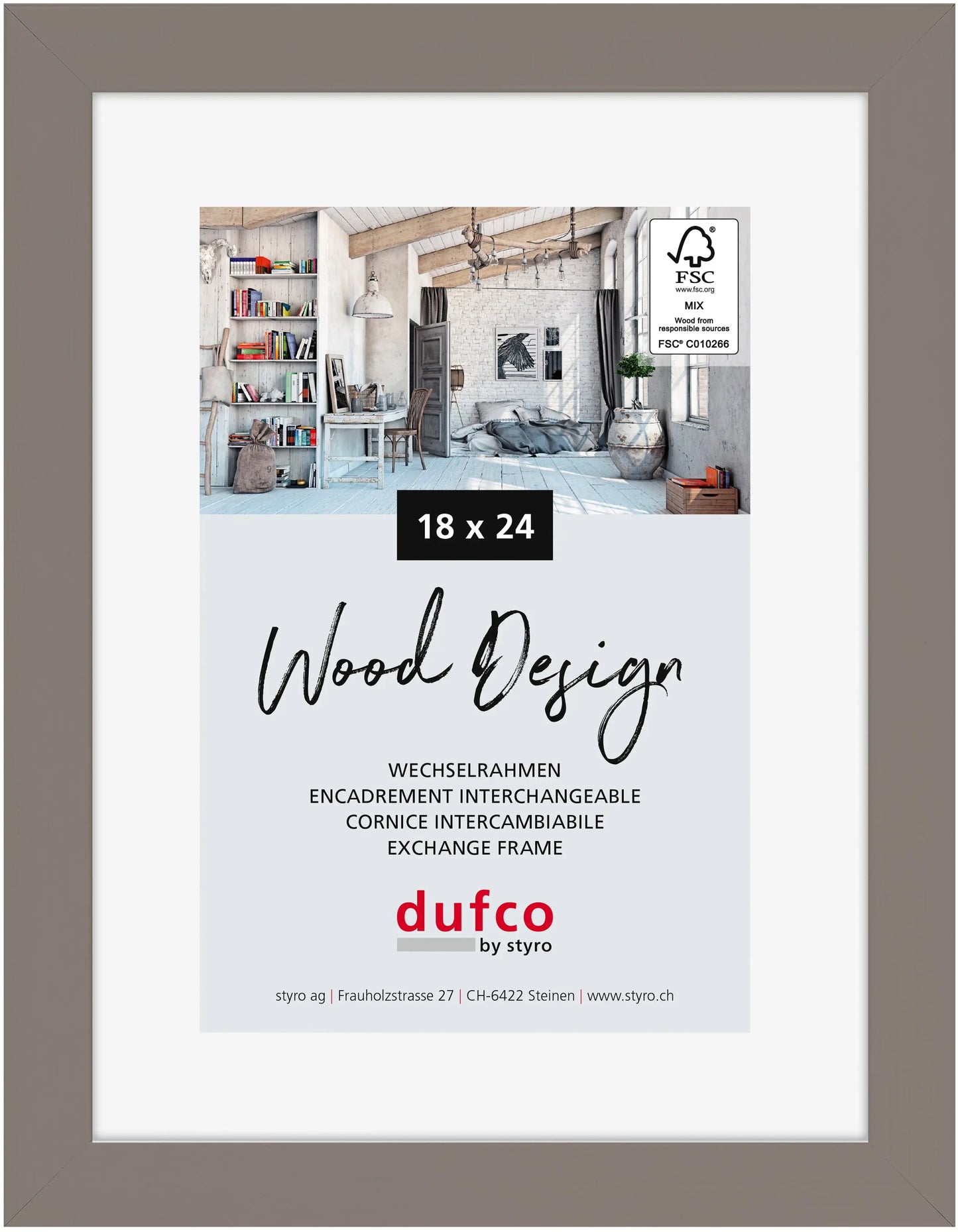 DUFCO Holz-Bilderrahmen 18x24cm 1610.80662 Toronto grau Idealshop