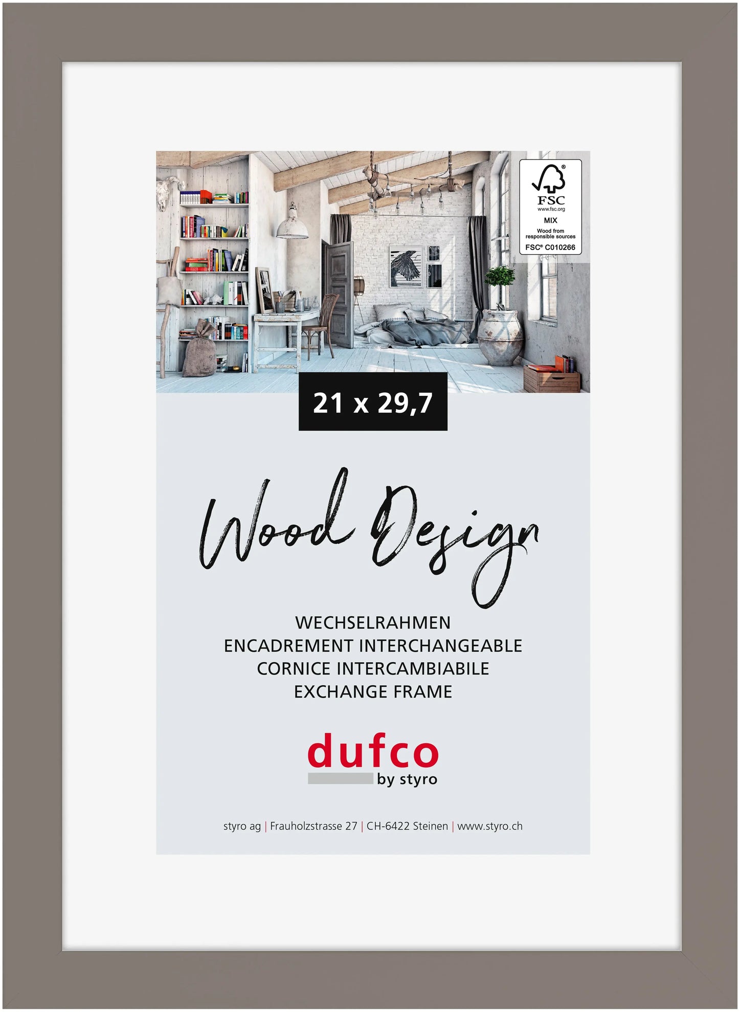 DUFCO Holz-Bilderrahmen 21x29.7cm 1610.80663 Toronto grau Idealshop