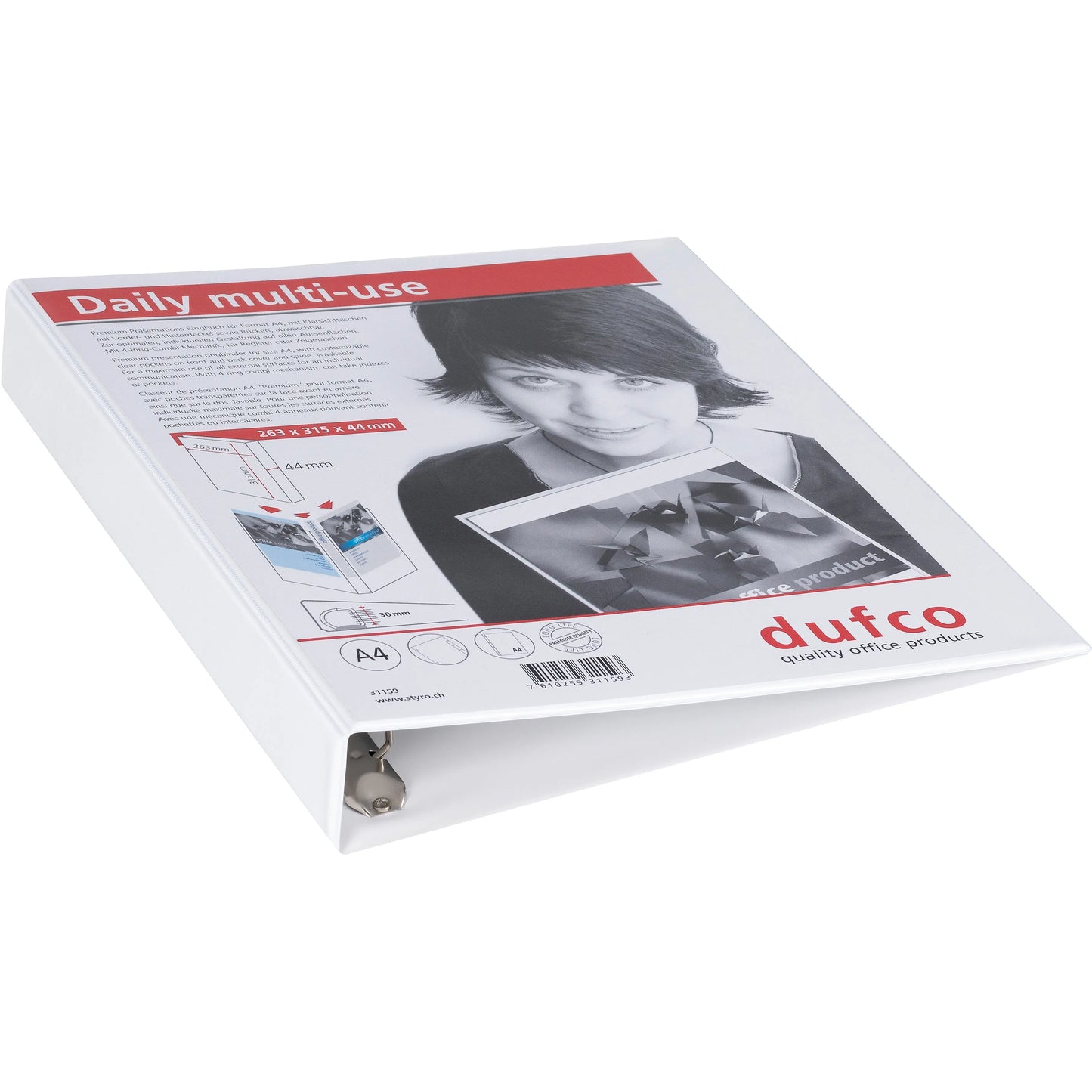DUFCO Präsentationsordner 31159 A4 4.4cm weiss Idealshop