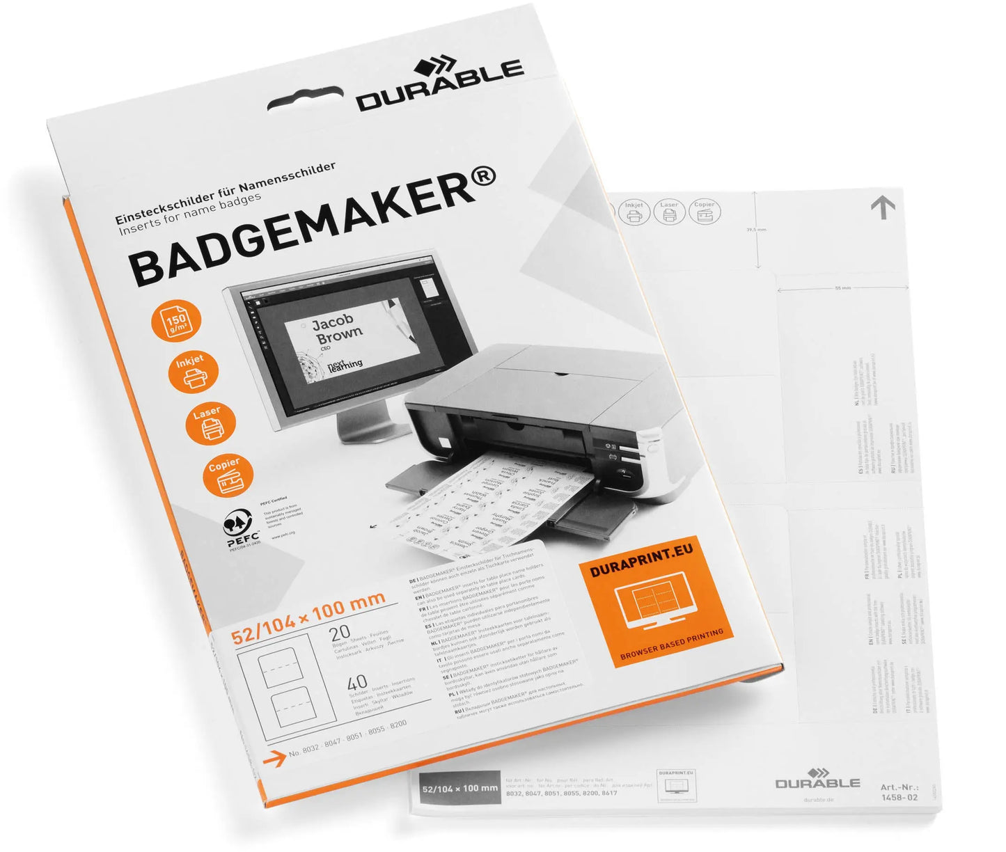 DURABLE Etiketten Badgemaker 145102 weiss, 30x60mm 20Bl./27Stk. Idealshop