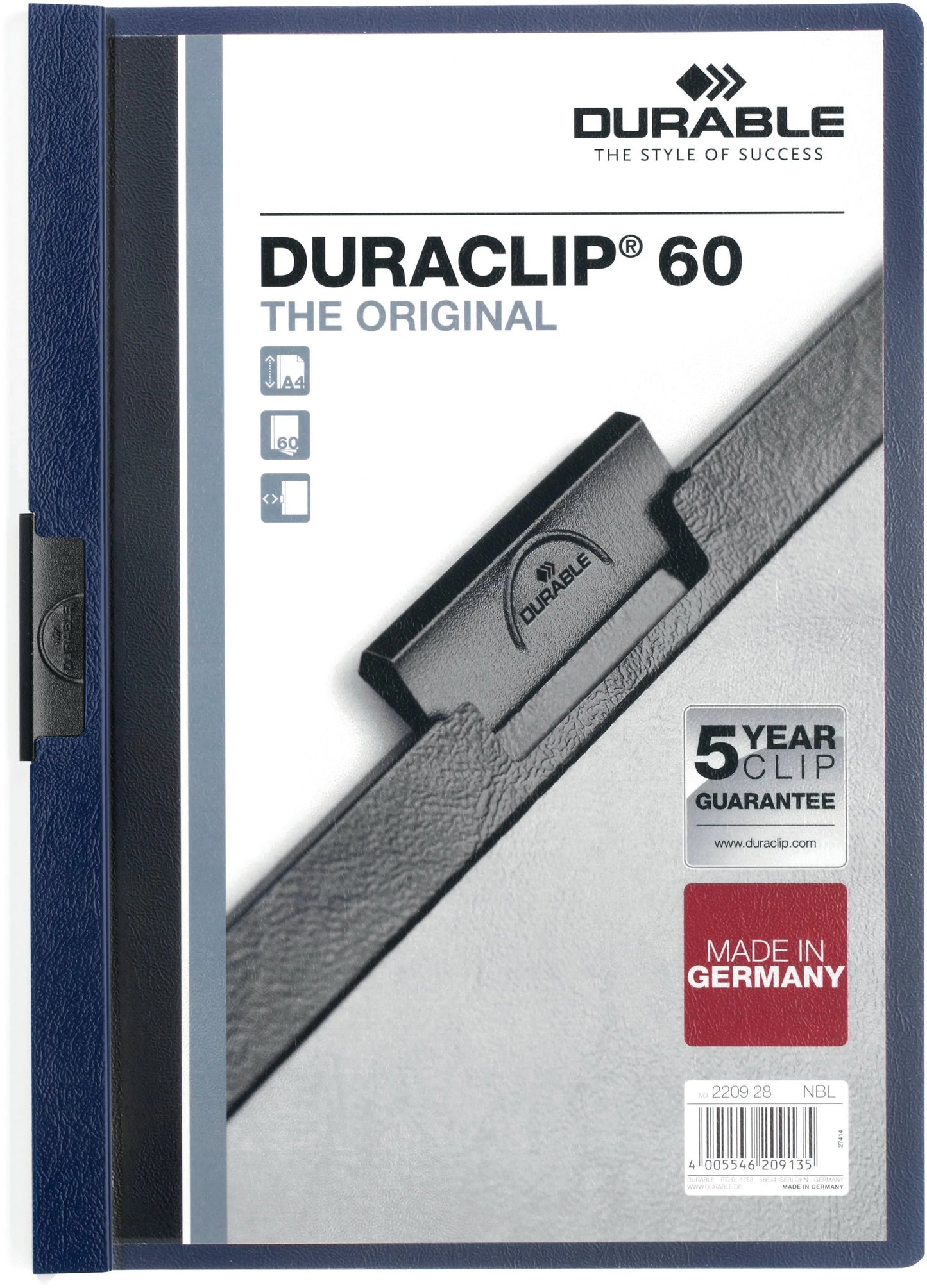 DURABLE Klemmhefter DURACLIP 60 220928 für 60 Blatt A4 nachtblau Idealshop