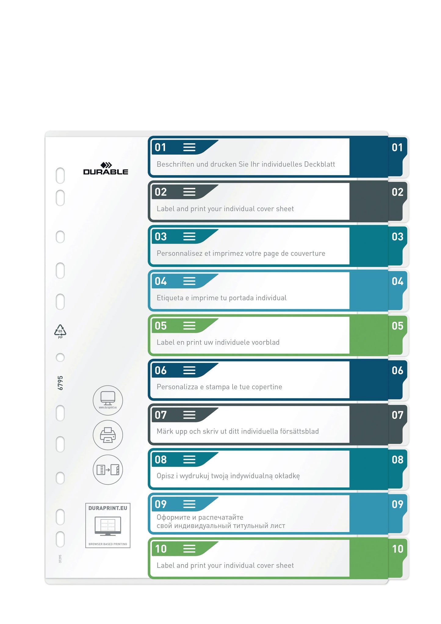 DURABLE Register PP A4+ 679527 mehrfarbig 1-10 Idealshop