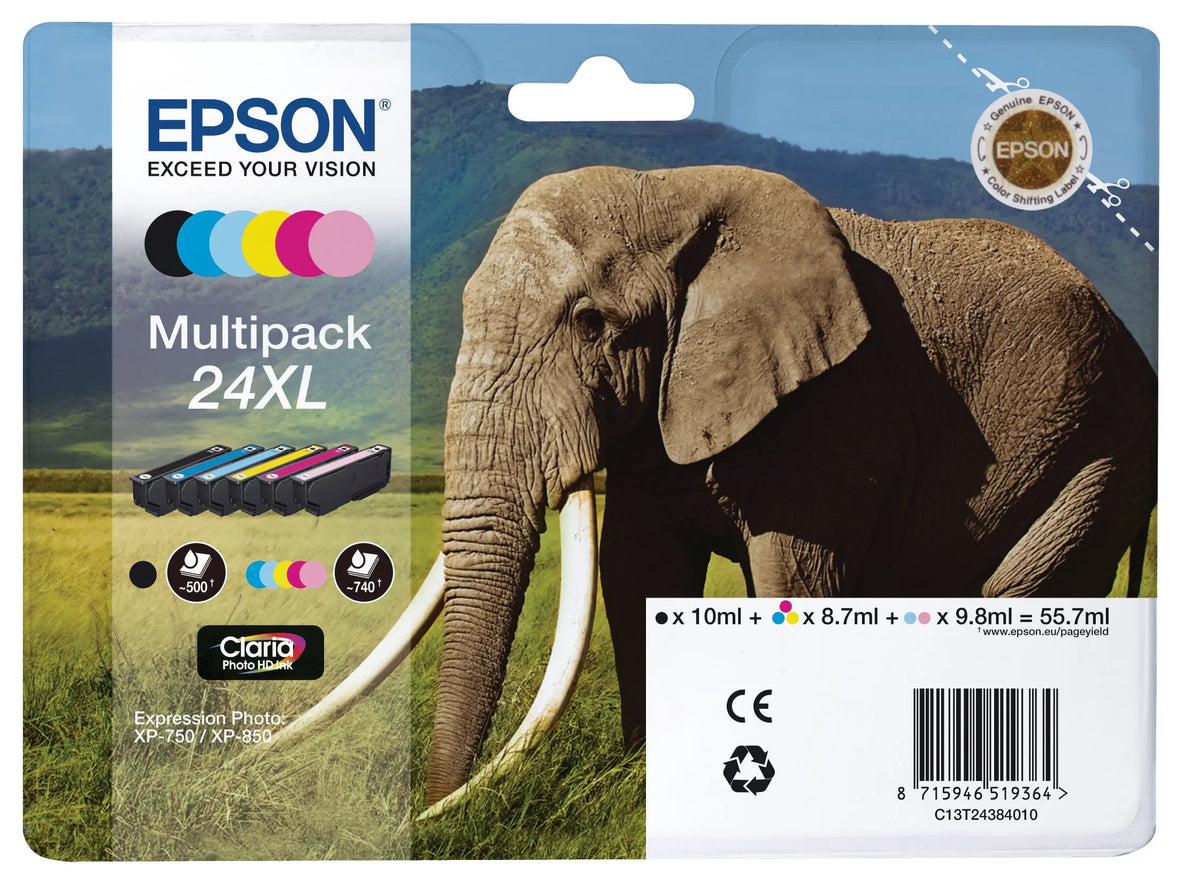 EPSON Multipack Tinte 24XL 6-color T243840 XP 750/850 6x500 Seiten Idealshop