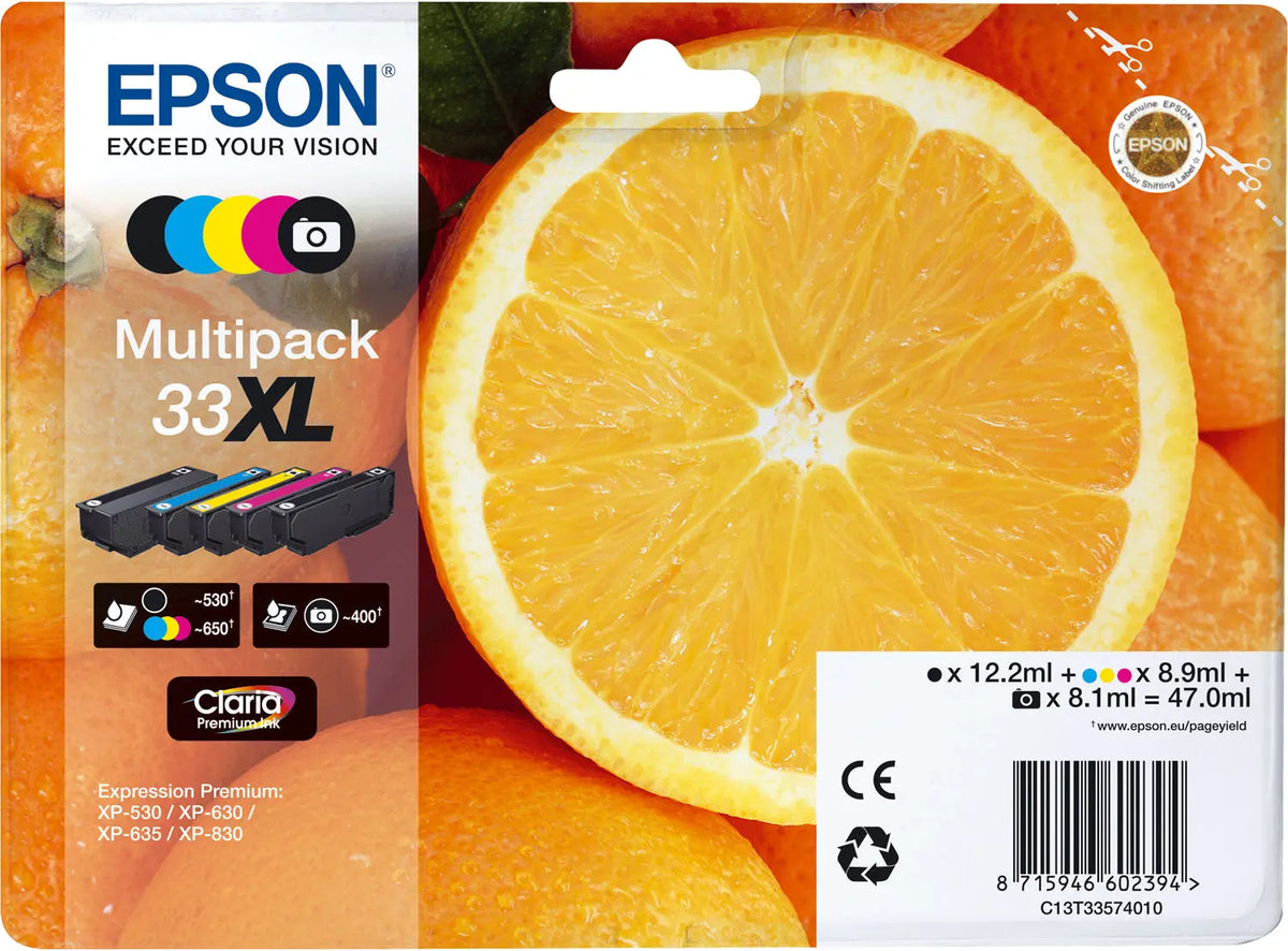 EPSON Multipack Tinte 33XL CMYBKPBK T335740 XP-530/630/830 5-color Idealshop