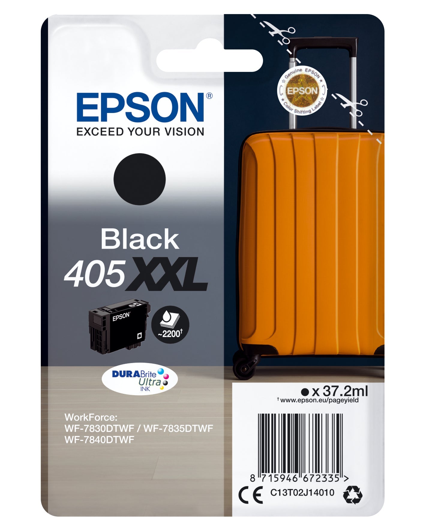 EPSON Tintenpatrone 405XXL schwarz T02J14010 WF-7830/7835/7840 2200 Seiten Idealshop