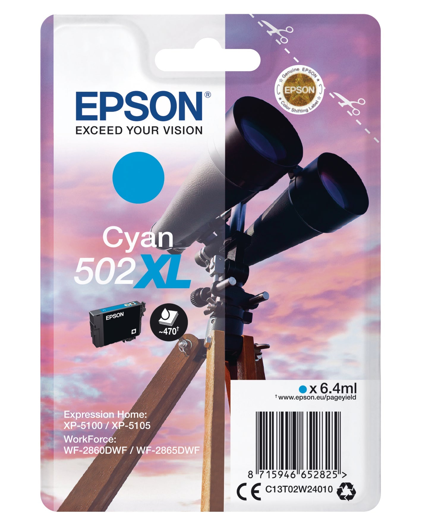 EPSON Tintenpatrone 502XL cyan T02W240 WF-2860/XP-5100 470 Seiten Idealshop