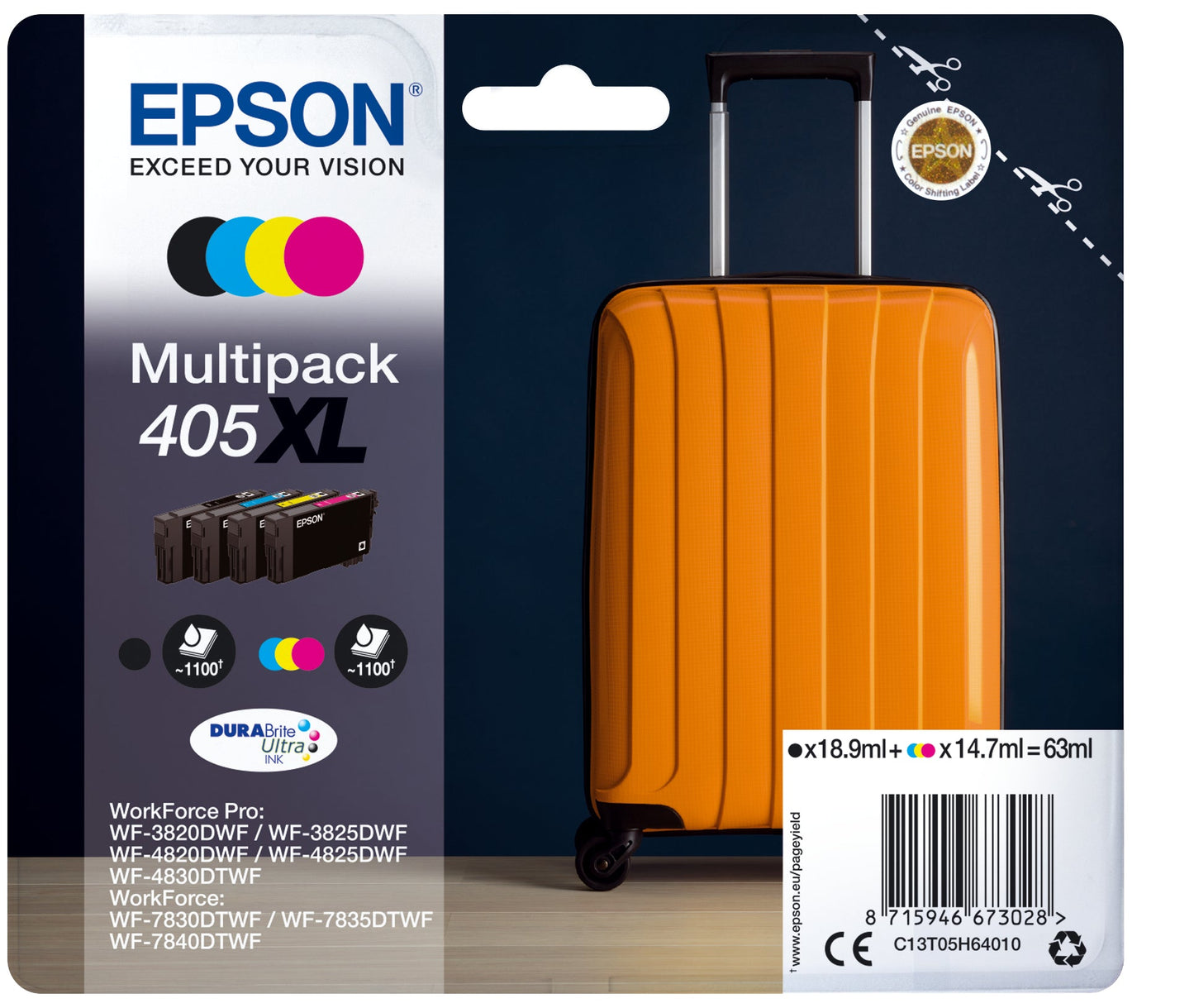 EPSON Multipack Tinte 405XL CMYBK T05H64010 WF-7830DTWF 4-color Idealshop