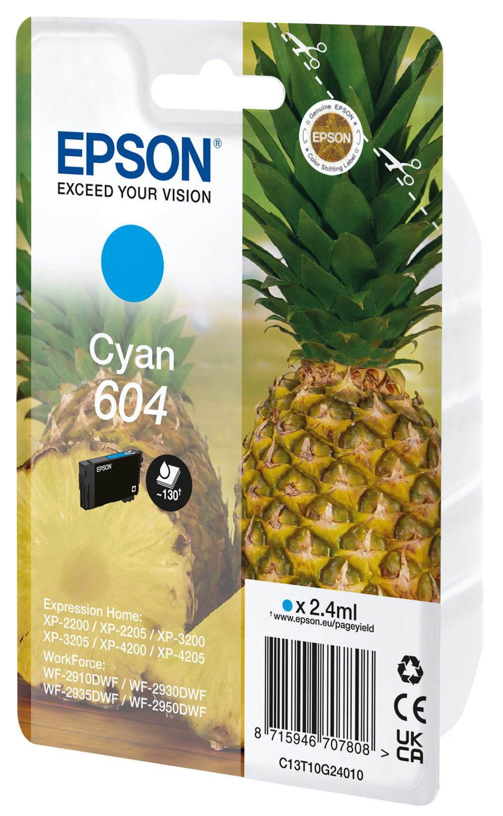 EPSON Tintenpatrone 604 cyan T10G24010 WF-2910/30/50 130 Seiten Idealshop